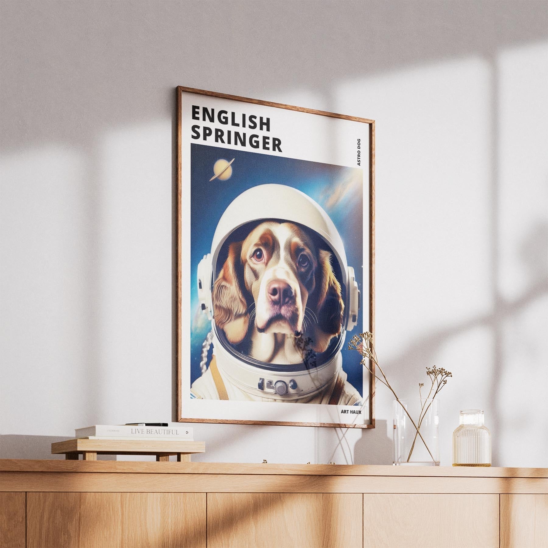 English Springer Spaniel Astronaut Dog Series with Text Astro Dog image 5