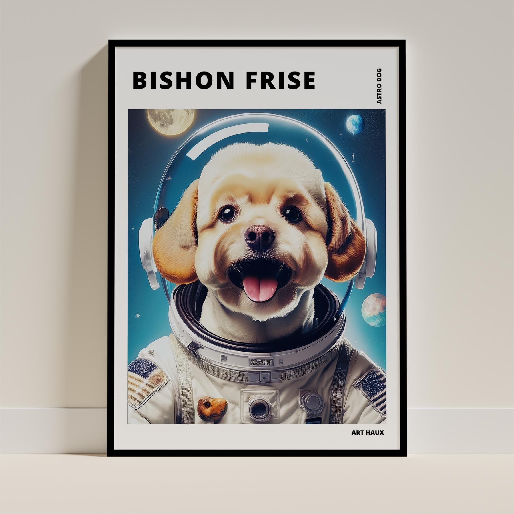 Bichon Frise Astronaut Dog Series with Text Astro Dog image 0