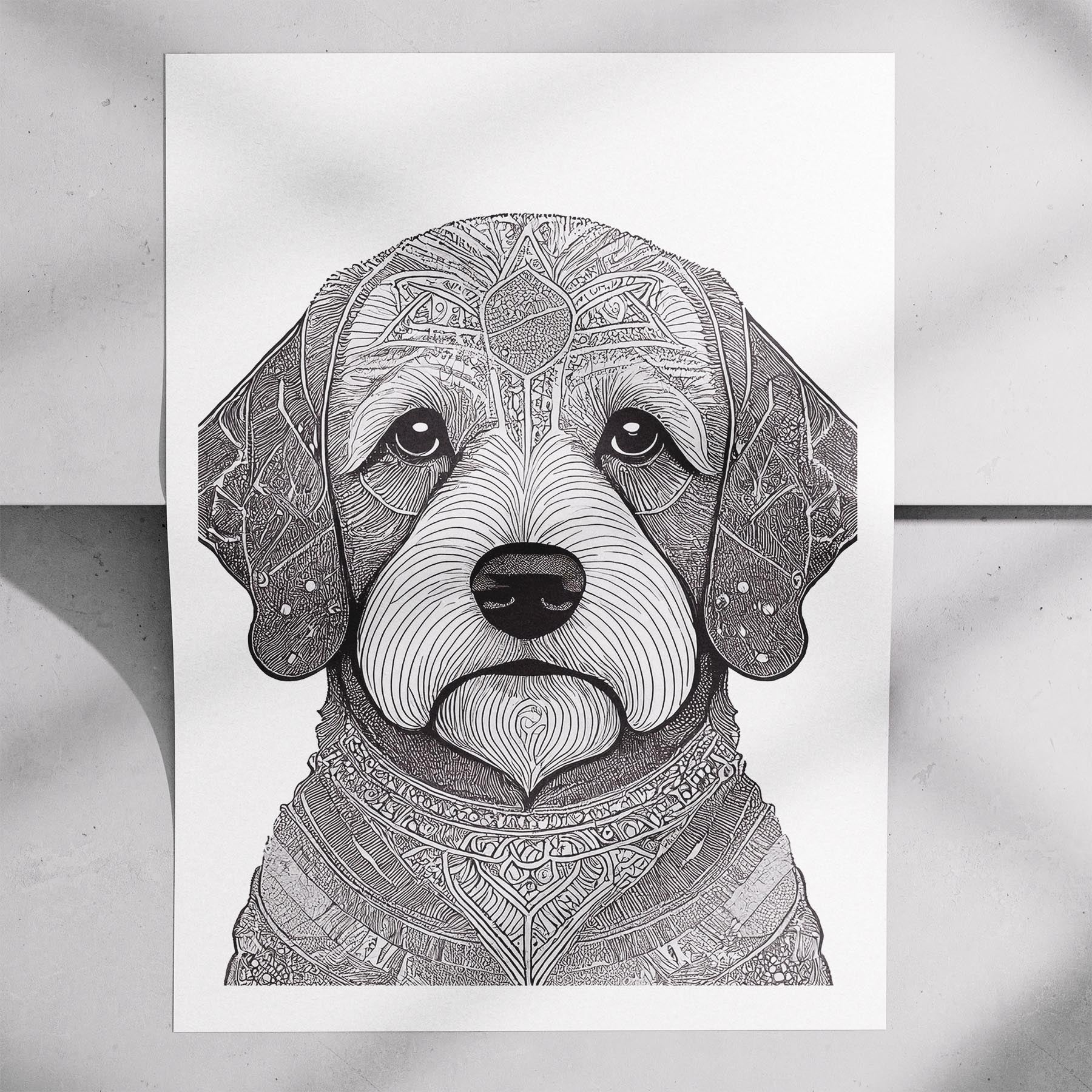Bichon Frise Mandala Black and White Dog Series image 7