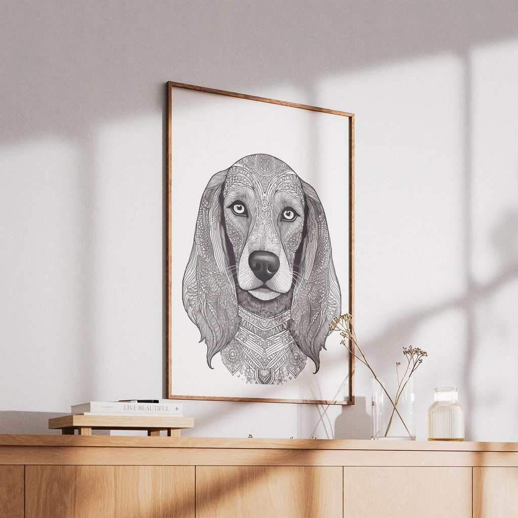 Afghan Mandala Black and White Dog Series image 5