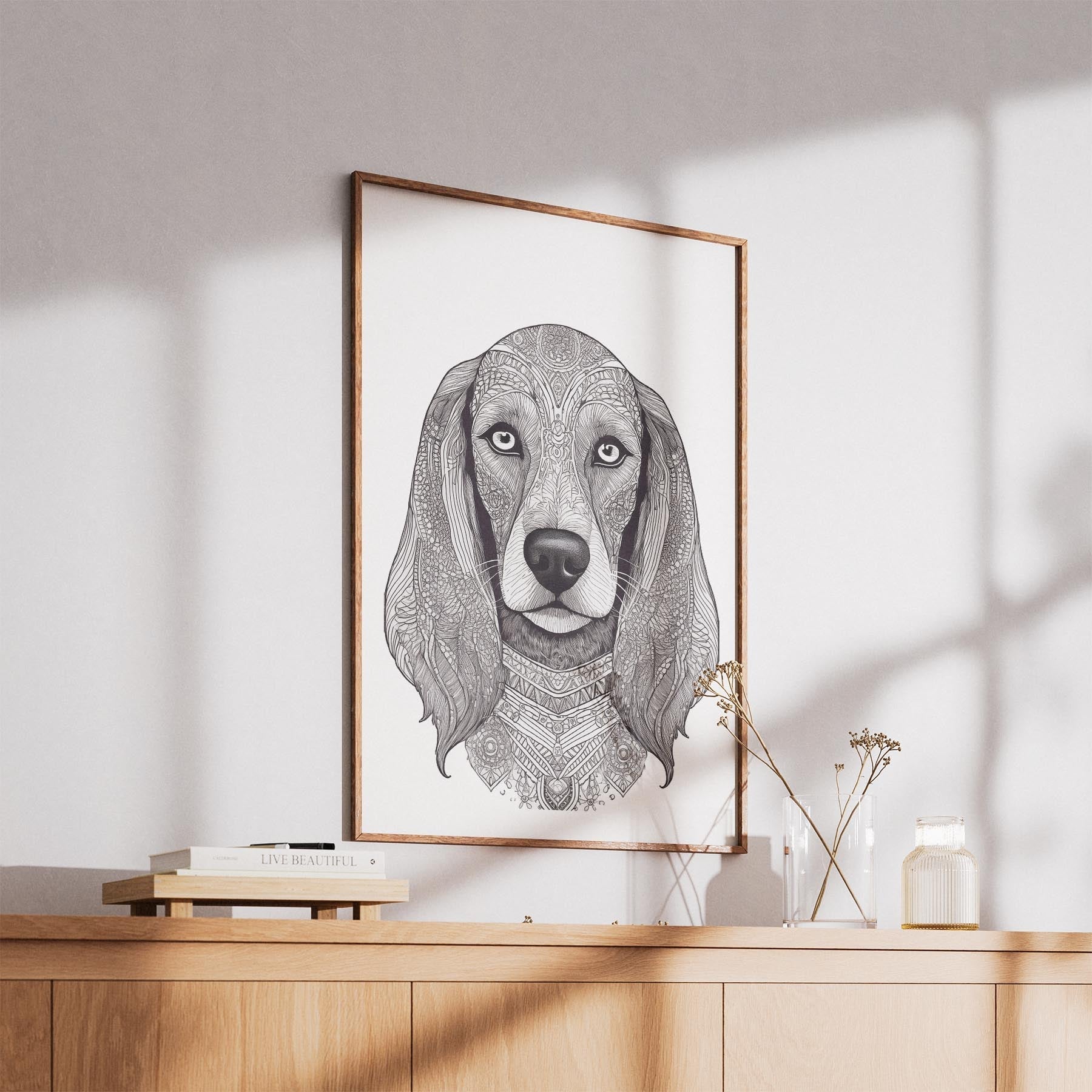 Afghan Mandala Black and White Dog Series image 5