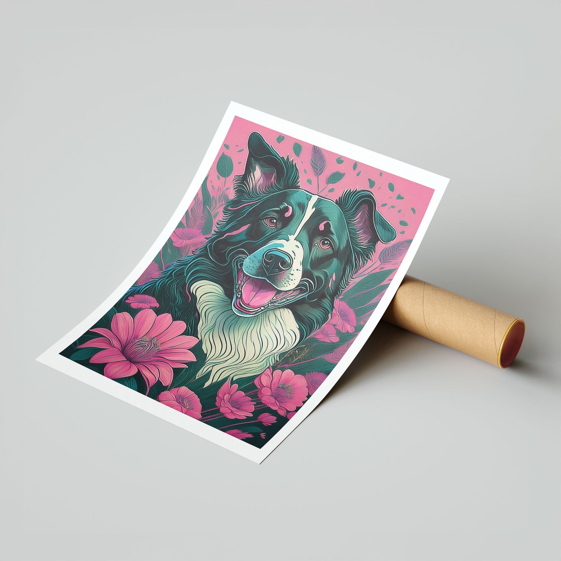 Border Collie 3 Flowery Dog image 7
