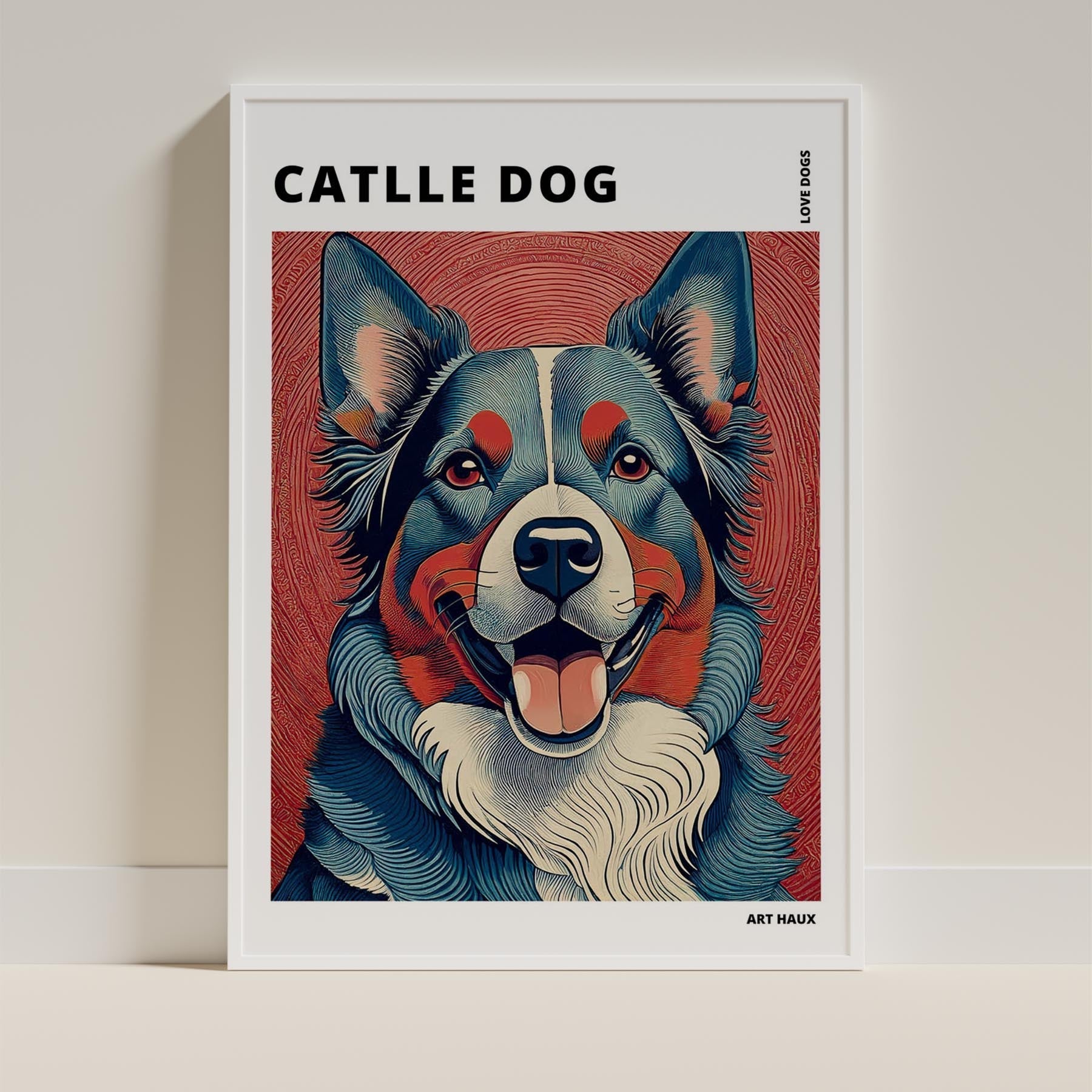 Cattle Dog Hokusai Japanese Inspired Dog Series with Text image 8