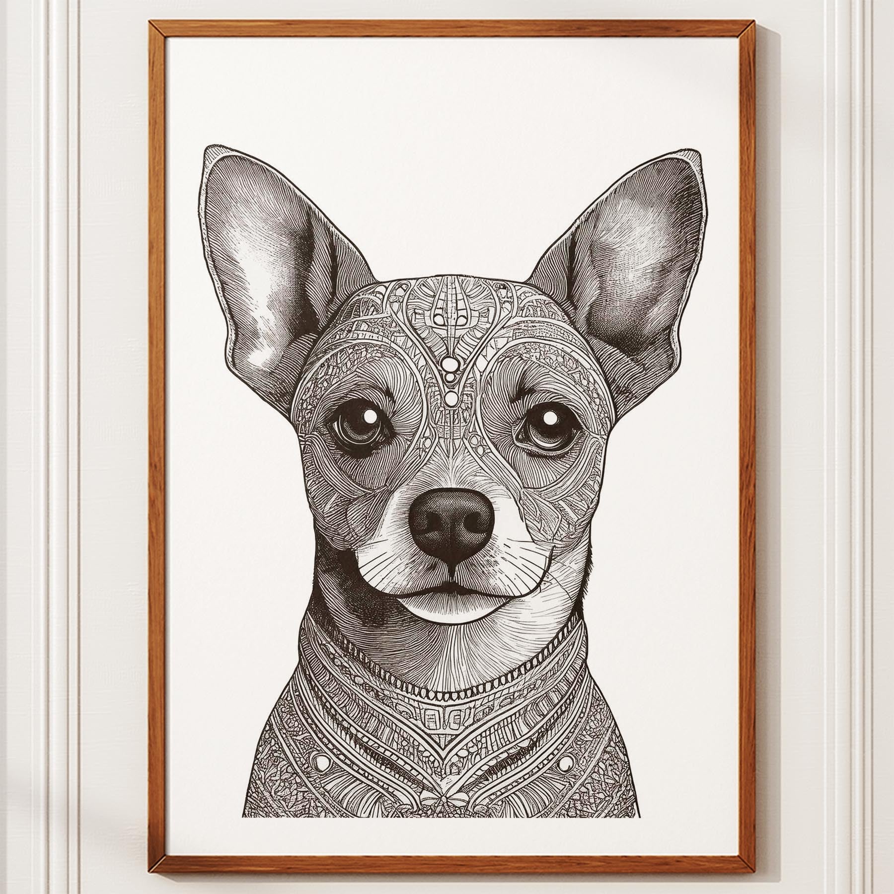 Chihuahua Mandala Black and White Dog Series image 10