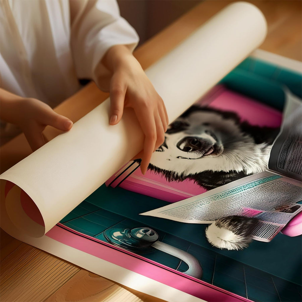 Siberian Husky Toilet Dogs PInk and Turquise image 1