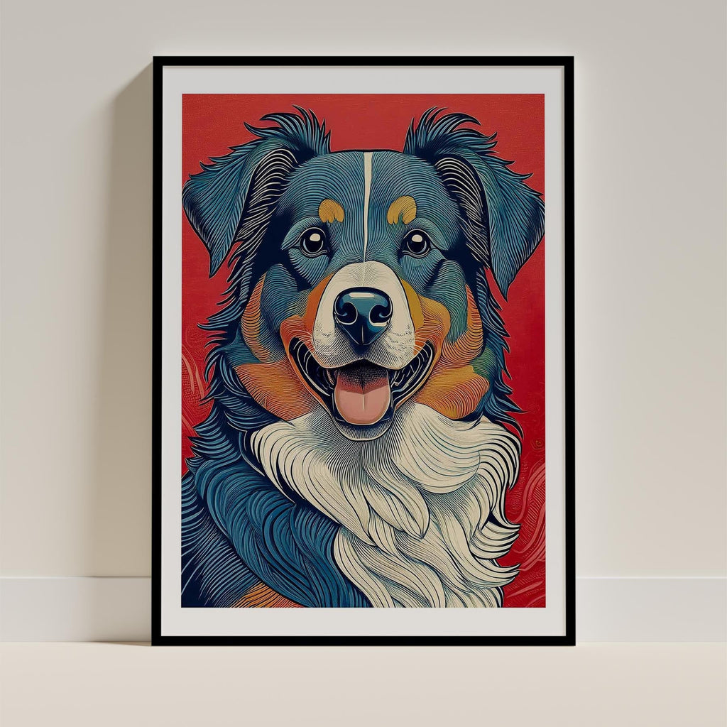 Australian Shepherd Hokusai Japanese Inspired Dog Series 1 image 0