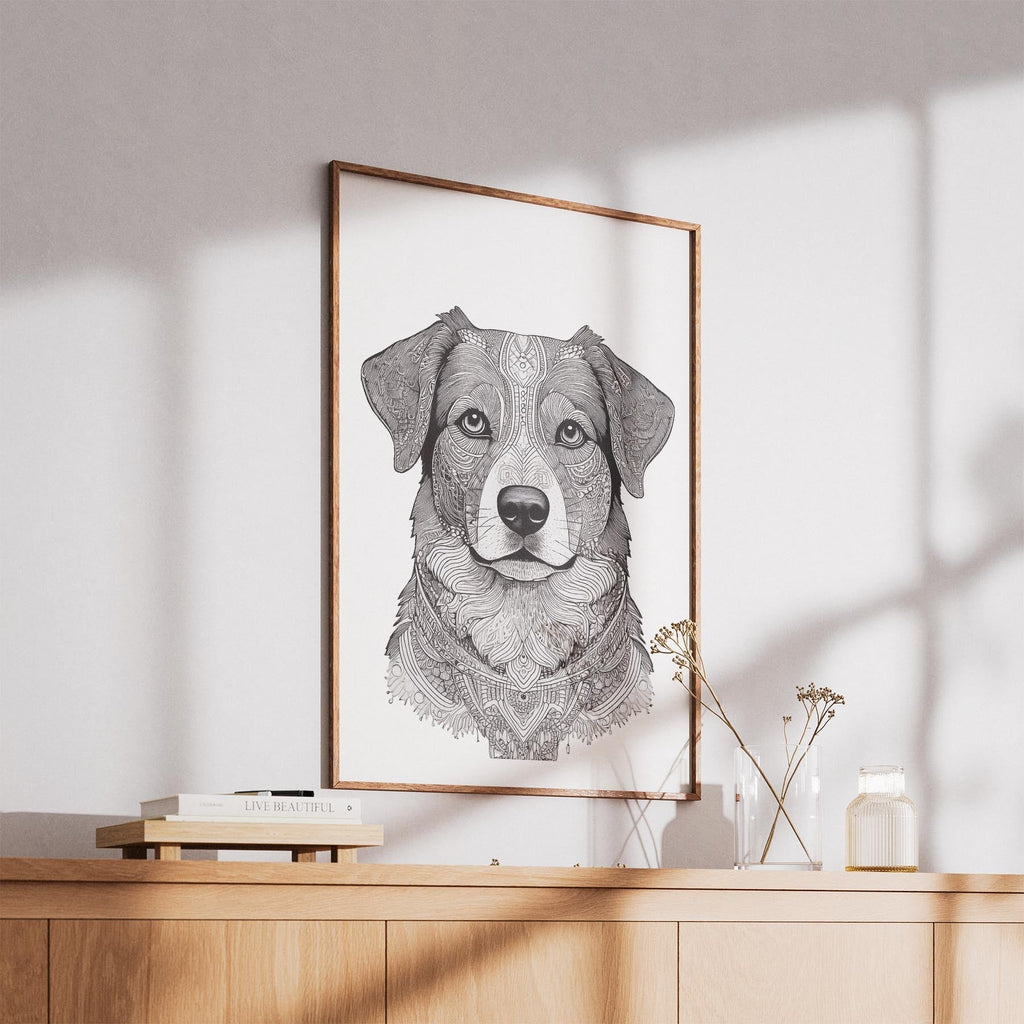 Australian Shepherd Mandala Black and White Dog Series image 5