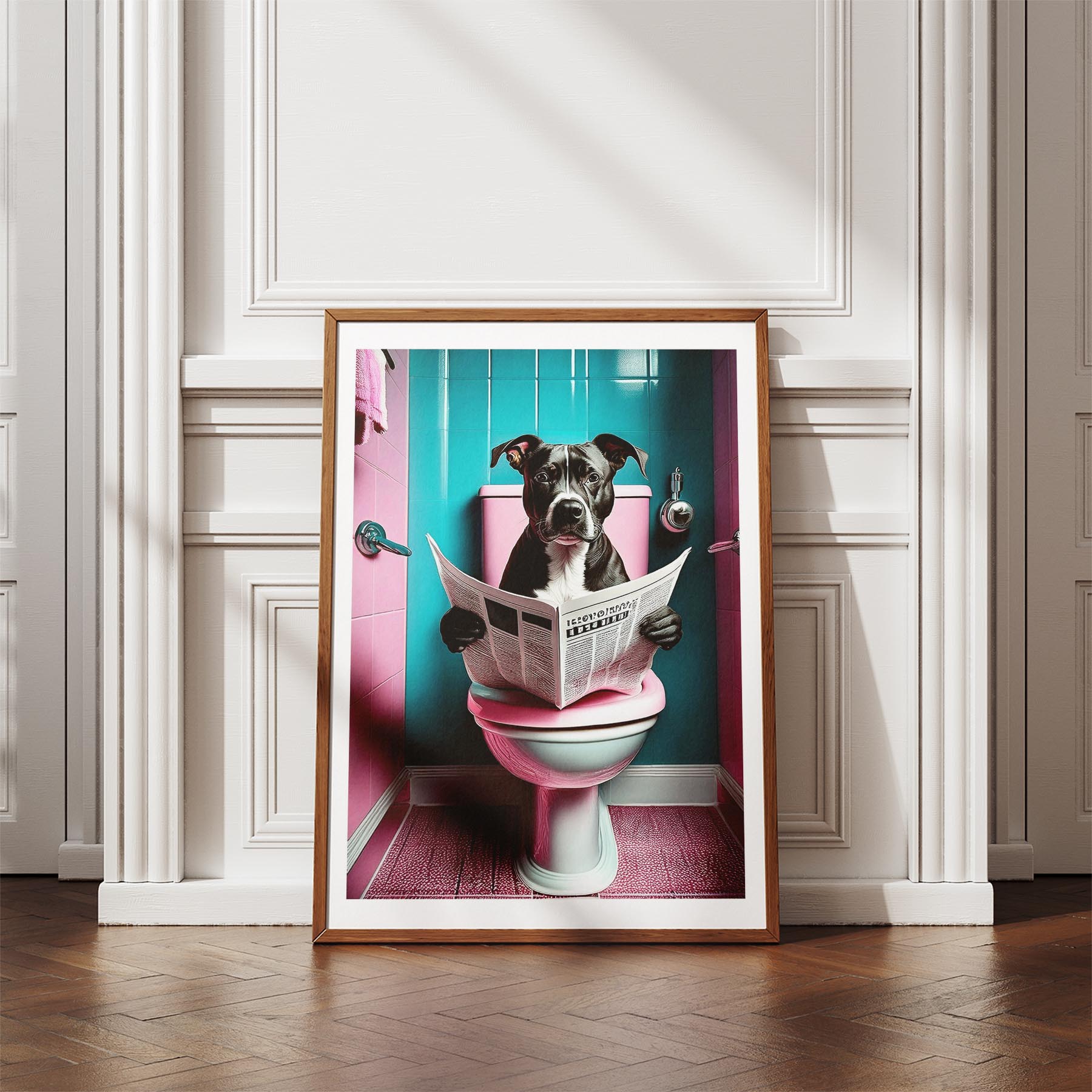 Staffordshire Bull Terrier Toilet Dogs PInk and Turquise image 4