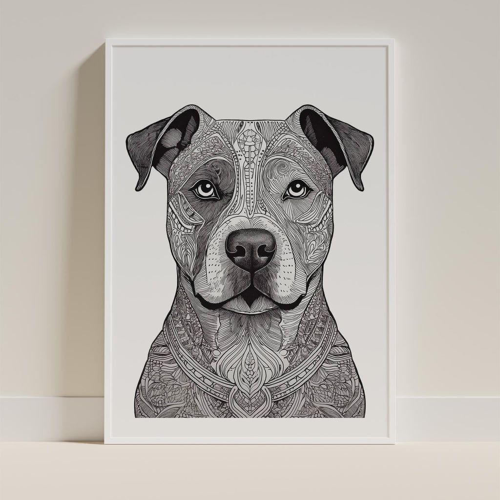 Staffordshire Bull Terrier Mandala Black and White Dog Series image 9