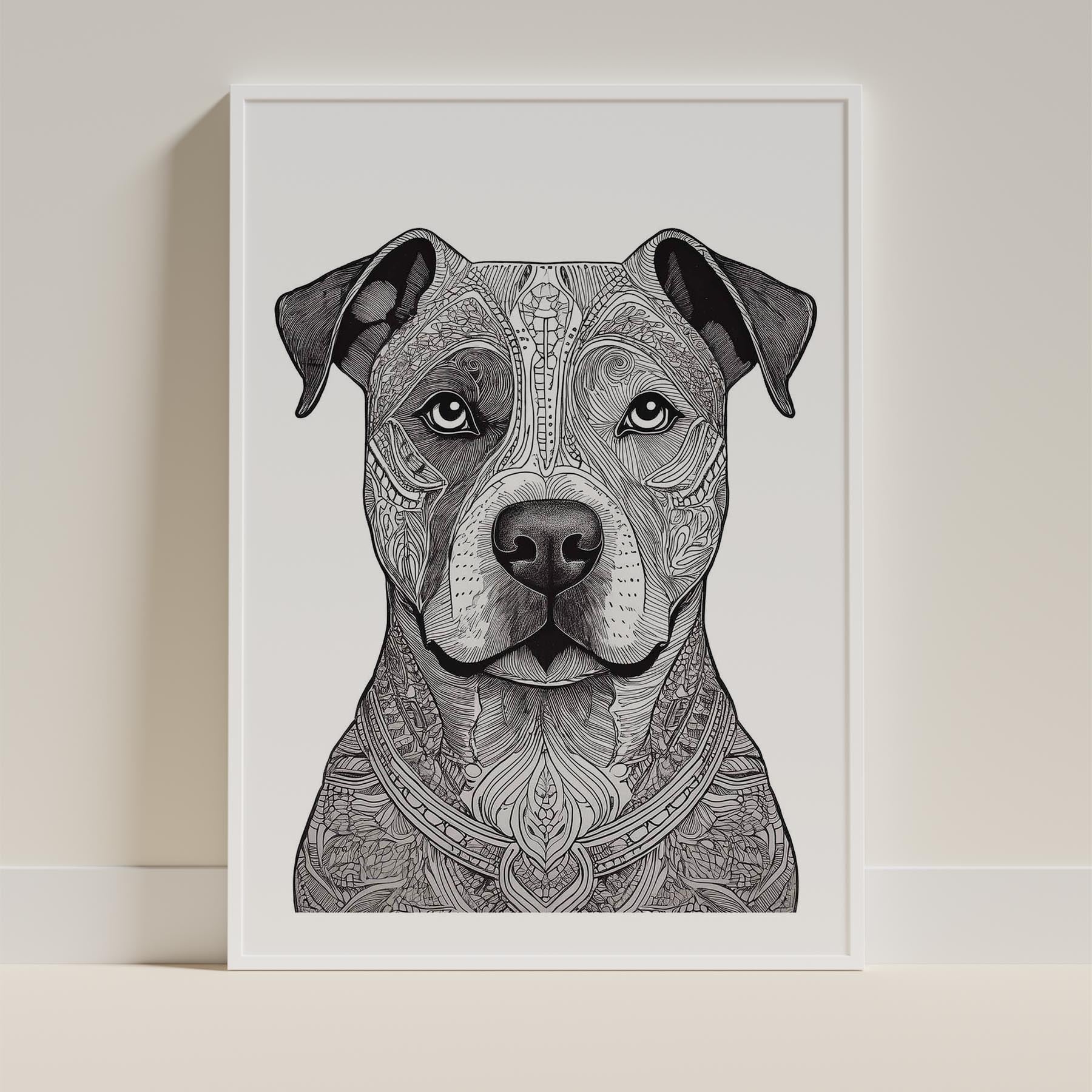 Staffordshire Bull Terrier Mandala Black and White Dog Series image 9