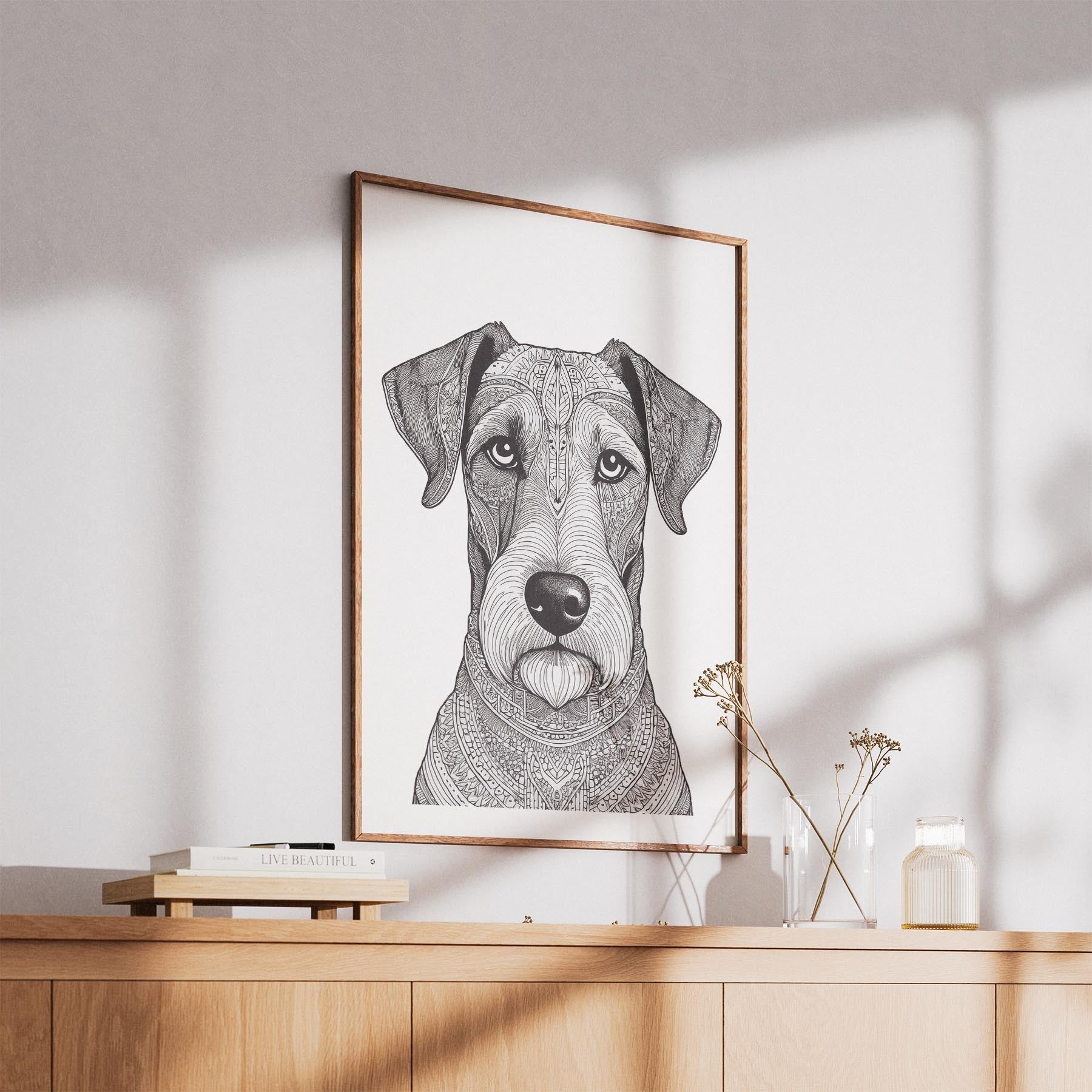 Irish Terrier Mandala Black and White Dog Series image 5