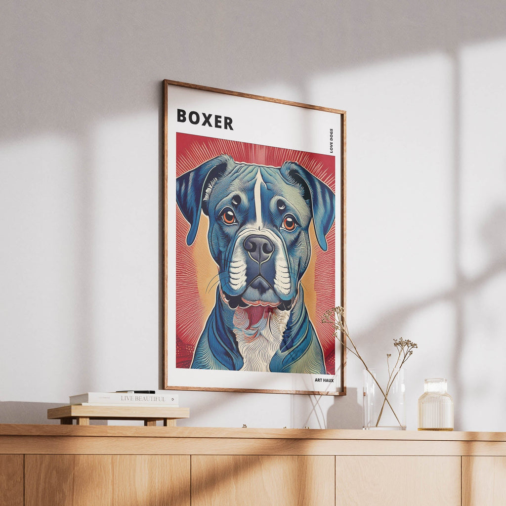 Boxer Hokusai Japanese Inspired Dog Series with Text image 5