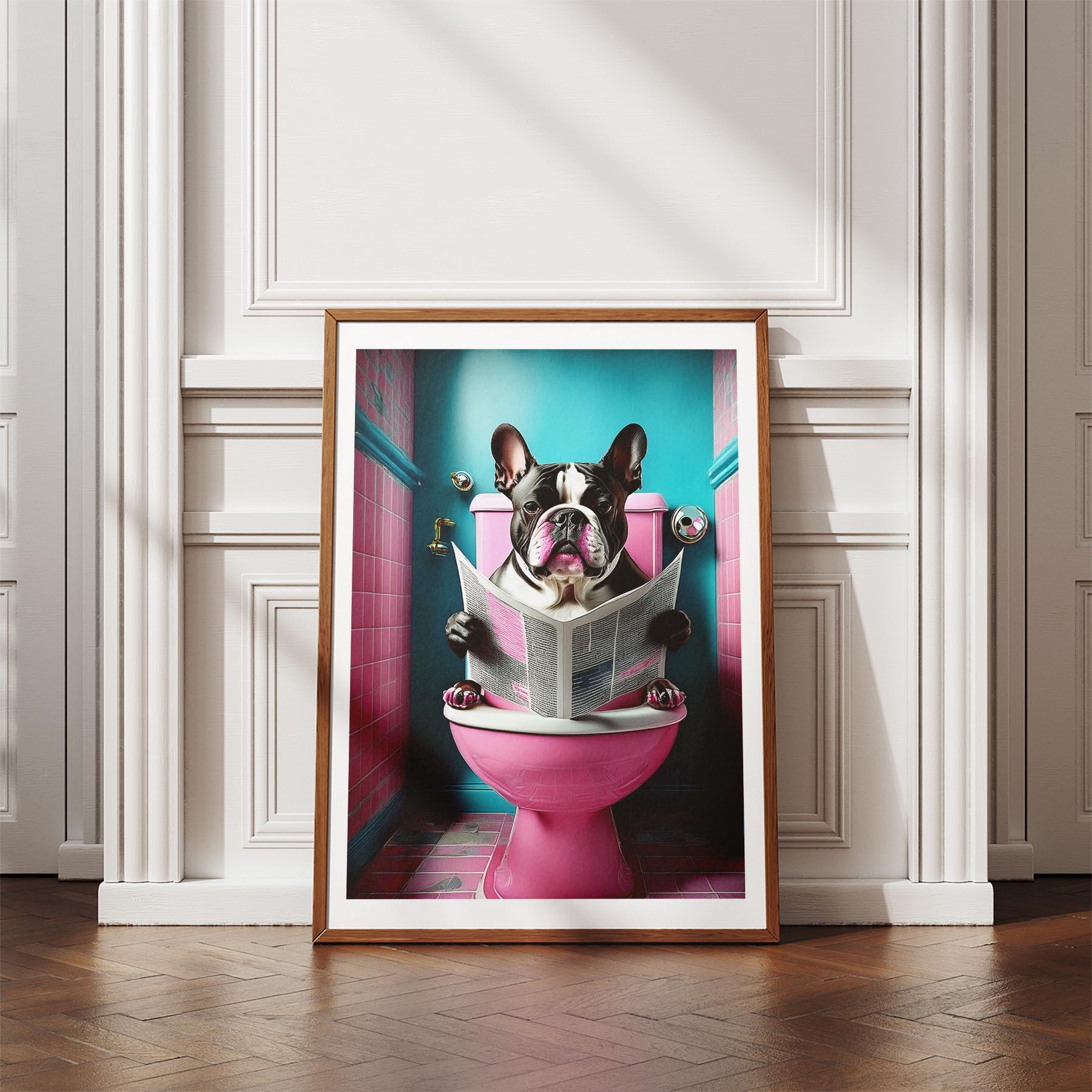 Bulldog Toilet Dogs PInk and Turquise image 4