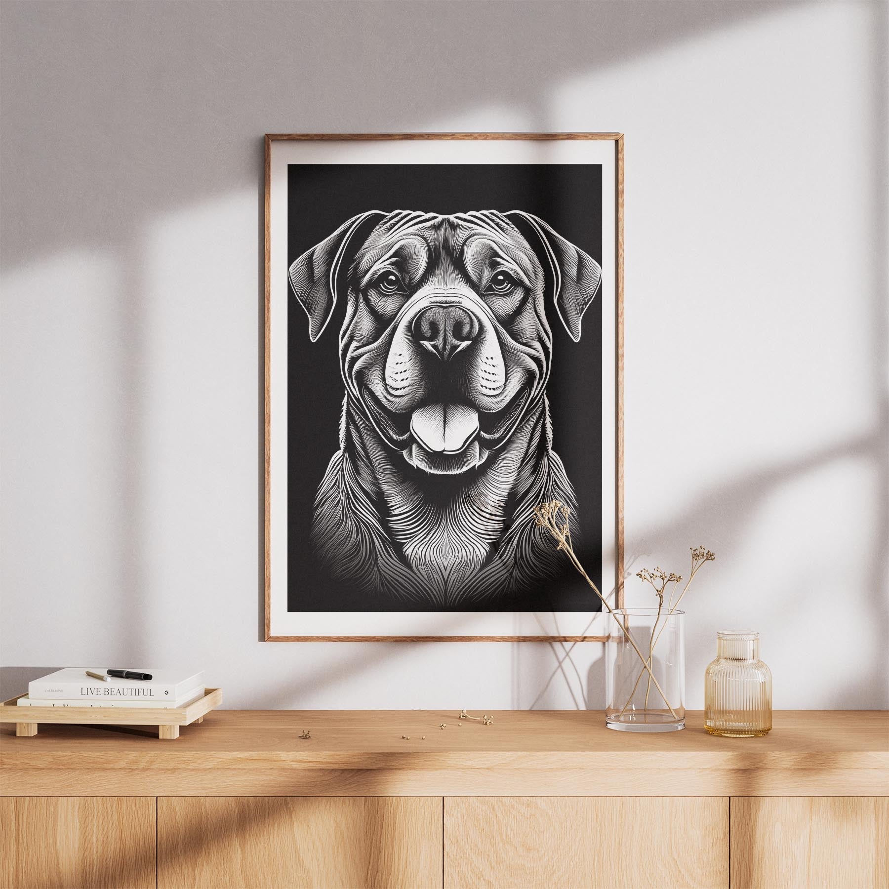 Dogue de Bordeaux Line Dog Series in Black and White image 8
