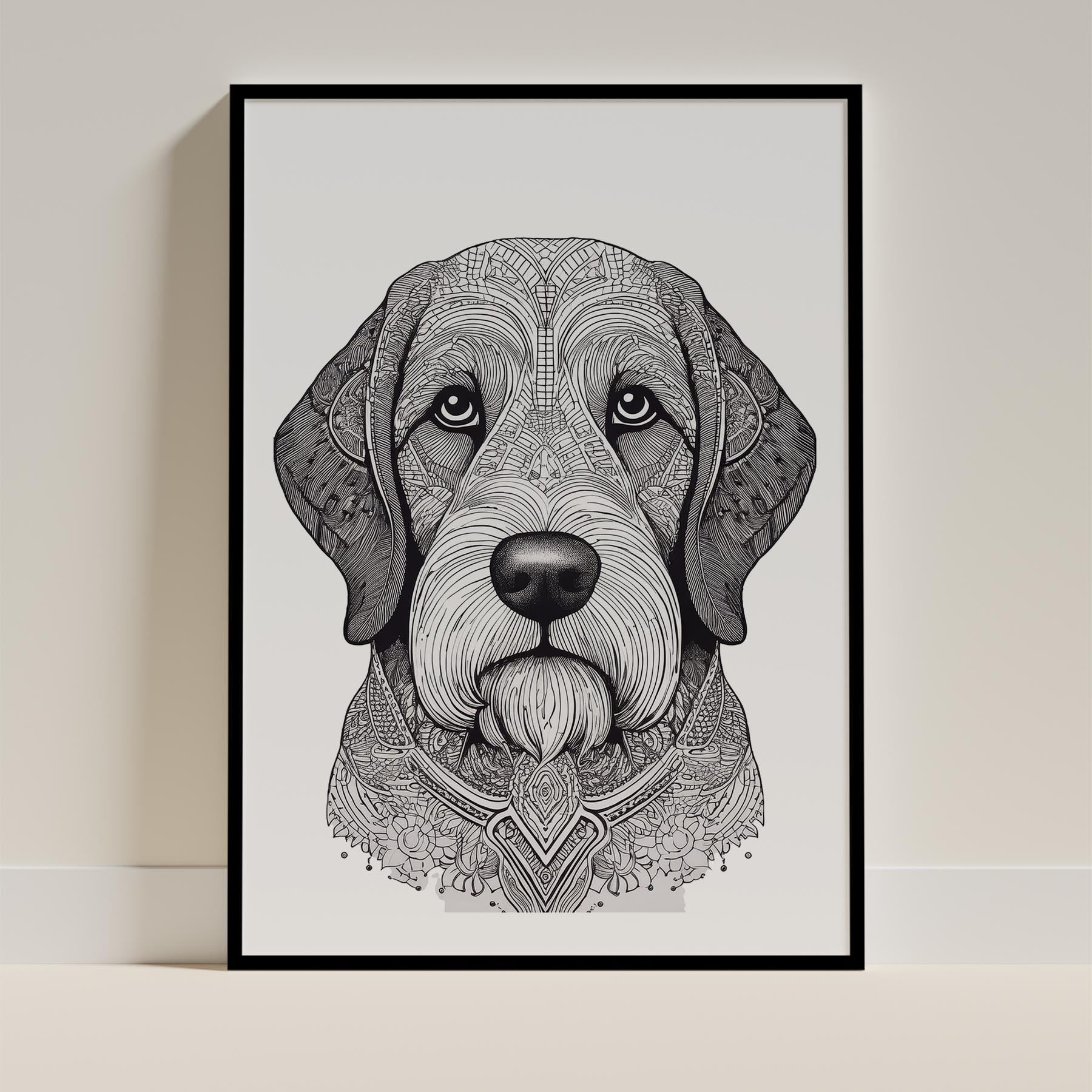 Old English Sheepdog Mandala Black and White Dog Series image 0