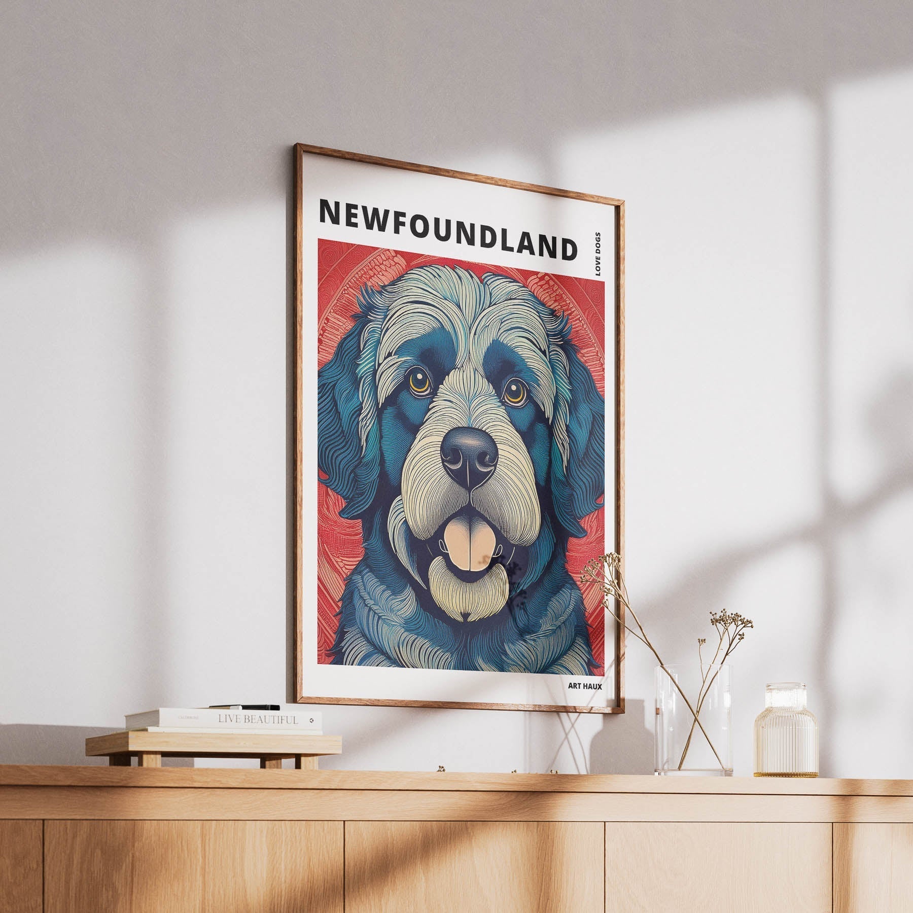 Newfoundland Hokusai Japanese Inspired Dog Series with Text image 5