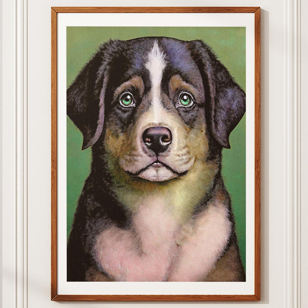 Bernese Mountain Dog Green Painted Series image 10