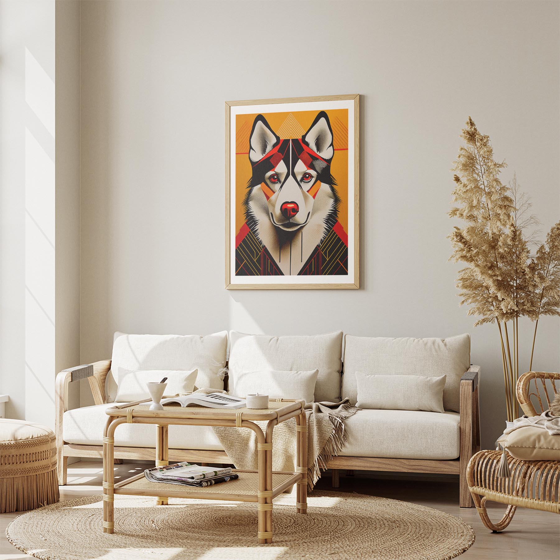 Siberian Husky Geometric Orange Series image 2