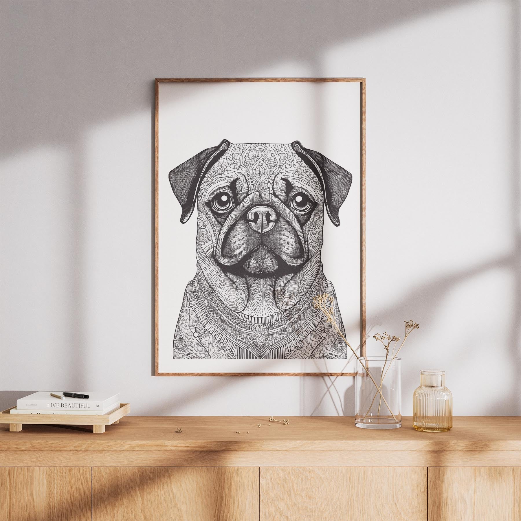 Pug Mandala Black and White Dog Series image 8