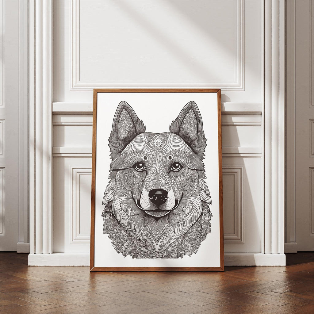 German Spitz Mandala Black and White Dog Series image 4