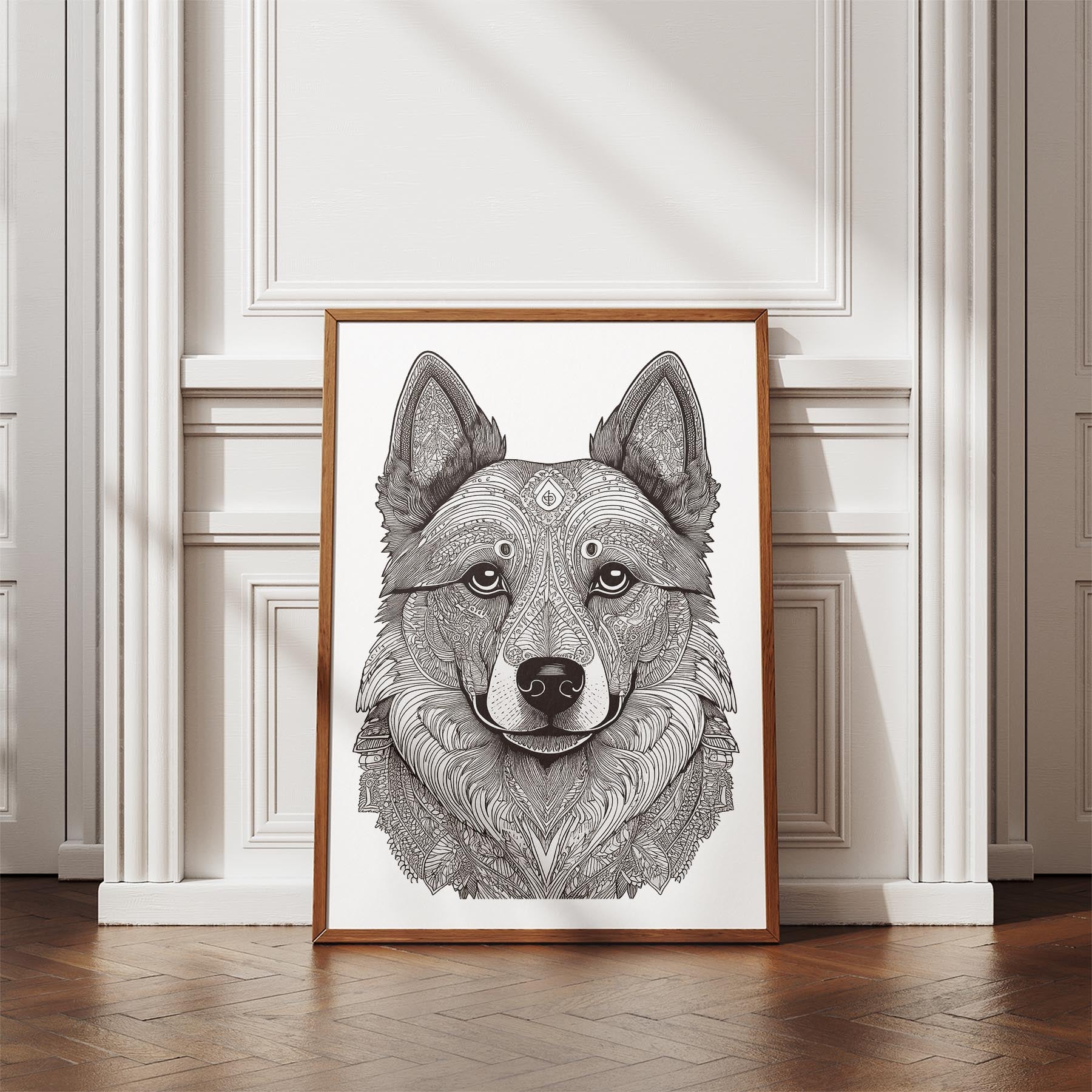 German Spitz Mandala Black and White Dog Series image 4