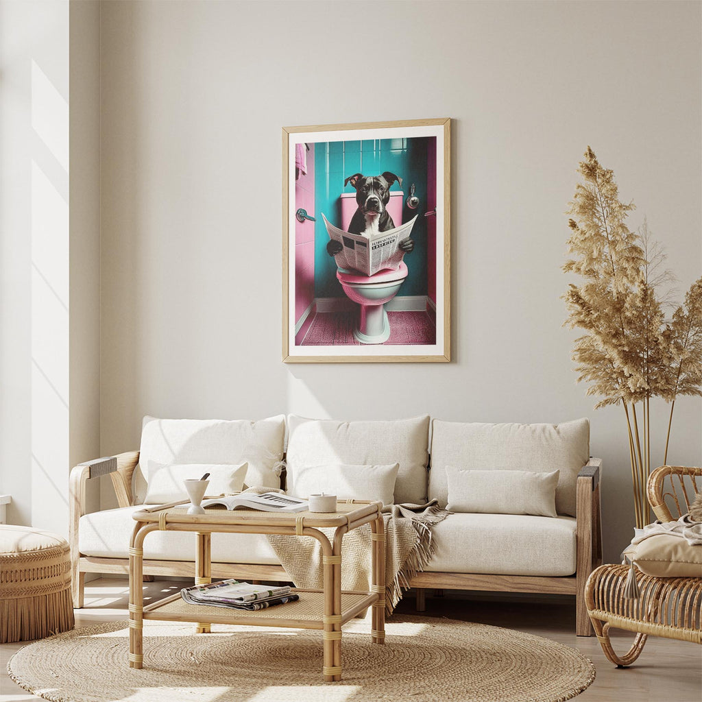 Staffordshire Bull Terrier Toilet Dogs PInk and Turquise image 1