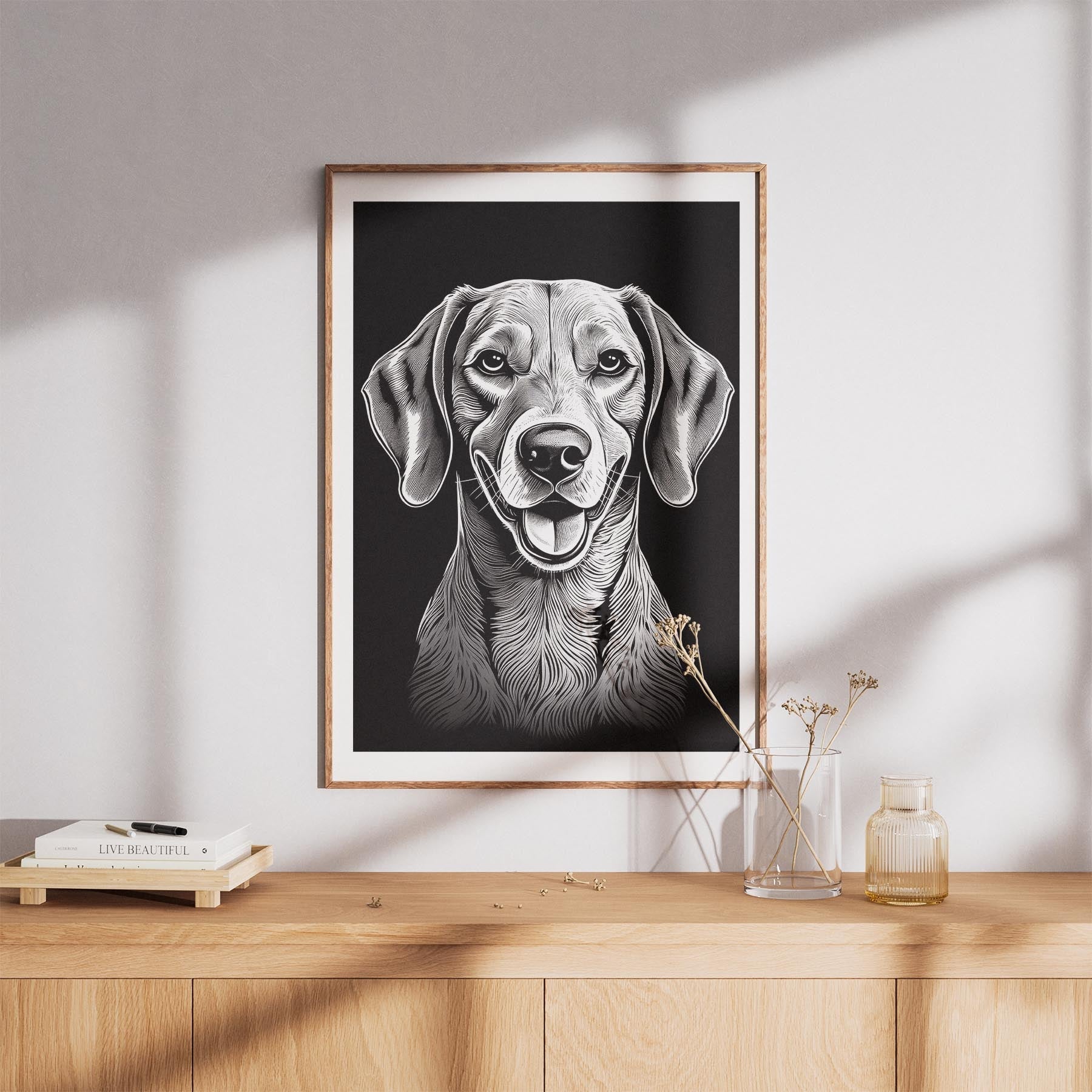 Hungarian Vizsla Line Dog Series in Black and White image 8