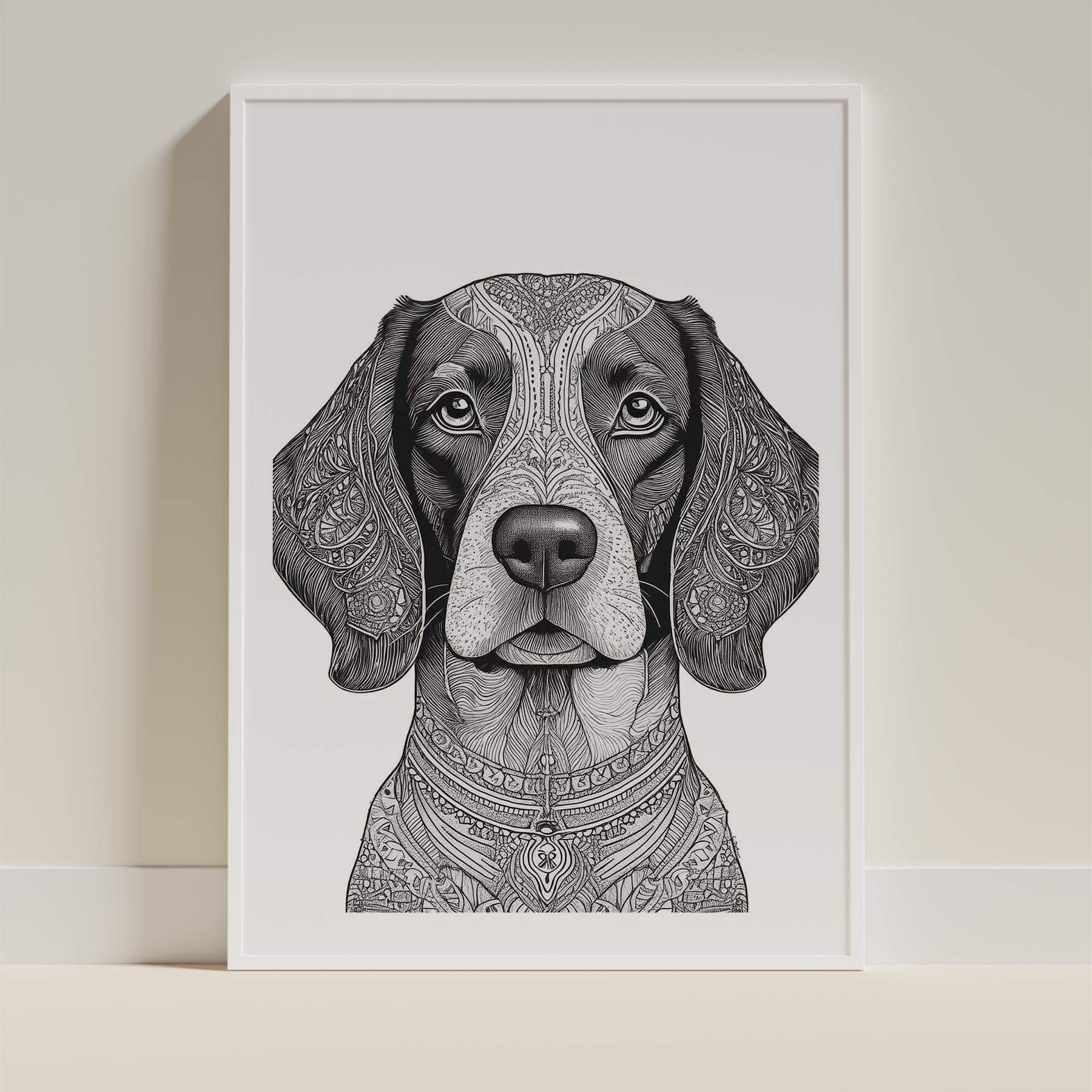 English Springer Spaniel Mandala Black and White Dog Series image 9