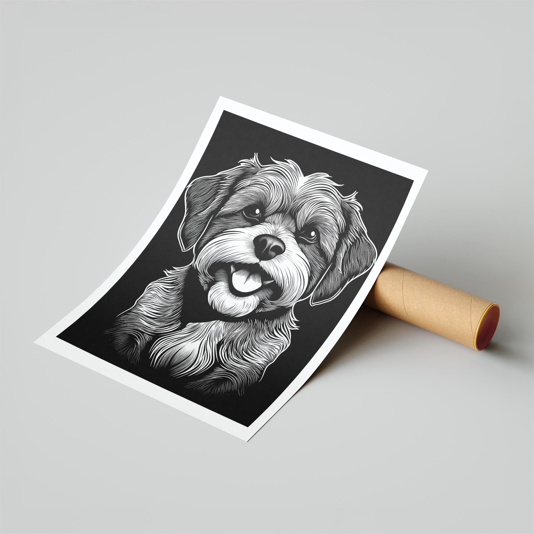 Shih Tzu Line Dog Series in Black and White image 6