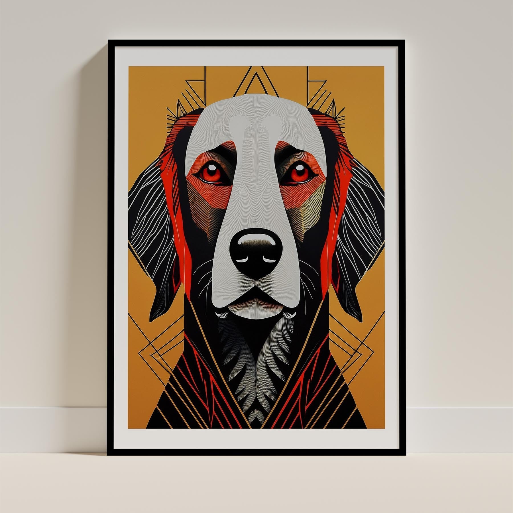 Curly Coated Retriever Geometric Orange Series image 0
