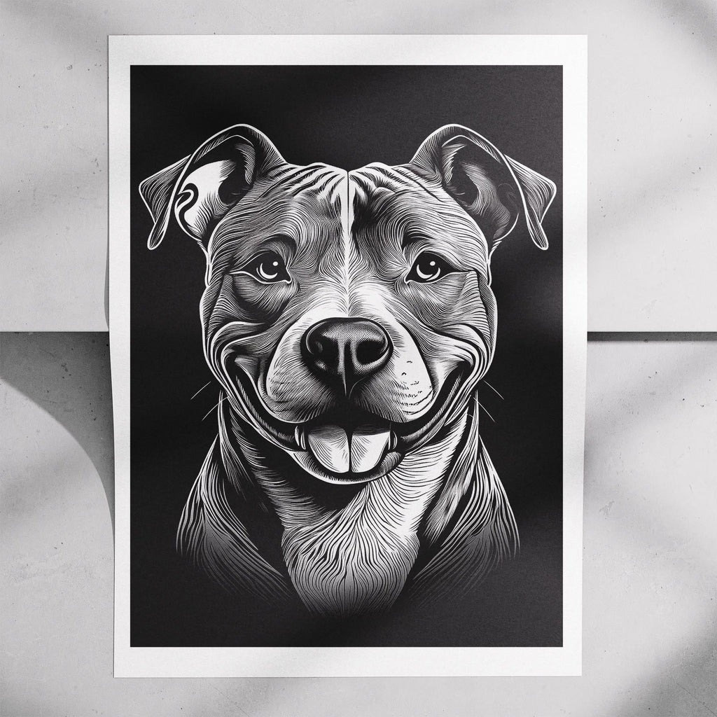 American Pitbull Terrier Line Dog Series in Black and White image 7