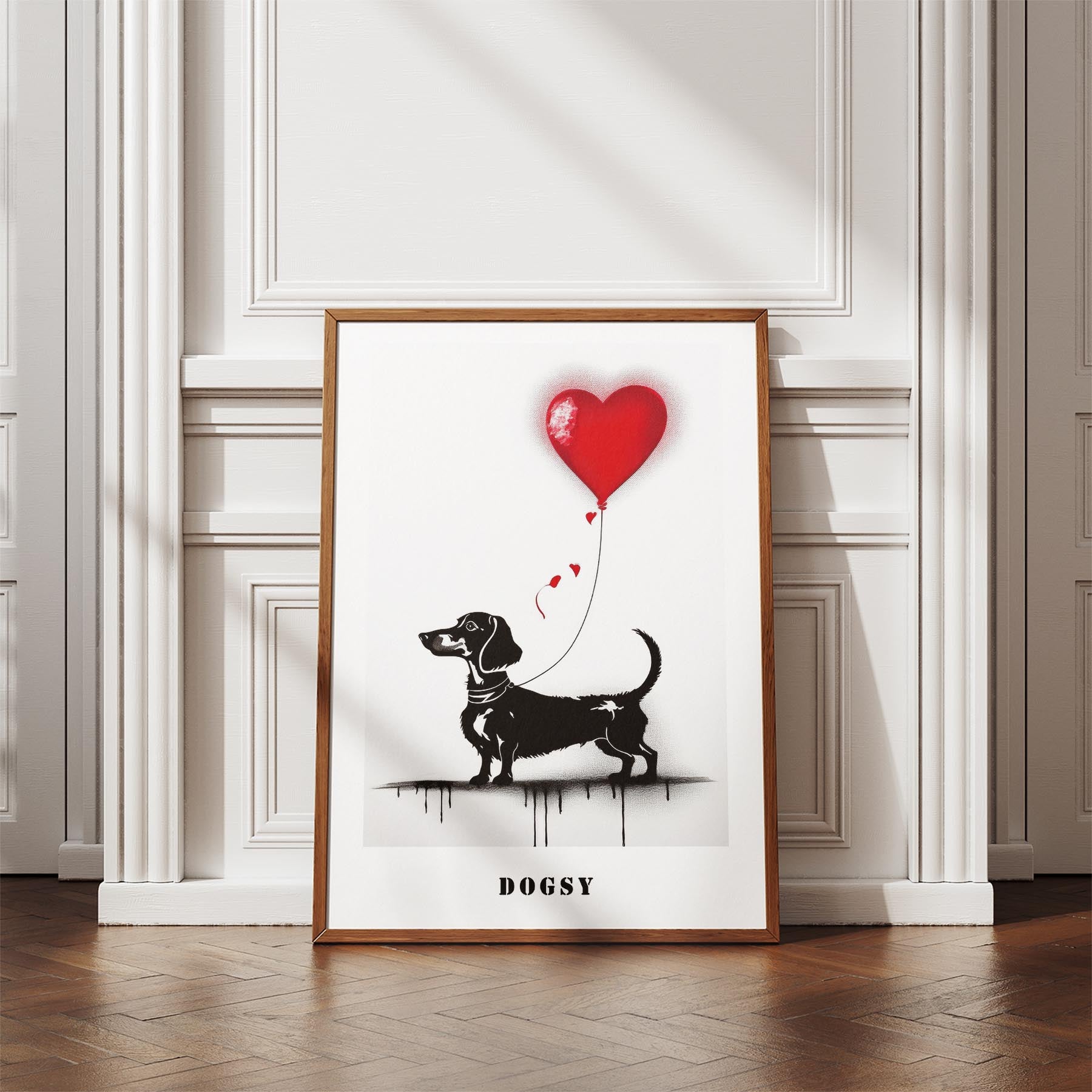 Dachshund DOGSY Series inspired by the Art of Banksy with text Dogsy image 4