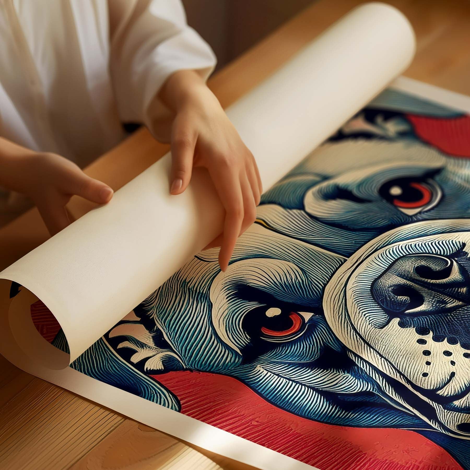 Bulldog Hokusai Japanese Inspired Dog Series with Text image 1