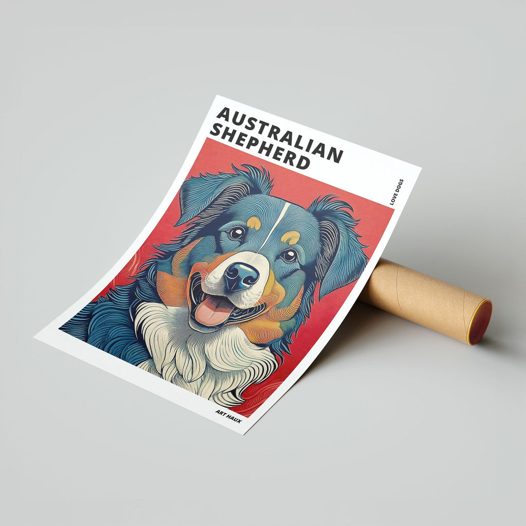 Australian Shepherd Hokusai Japanese Inspired Dog Series with Text image 6