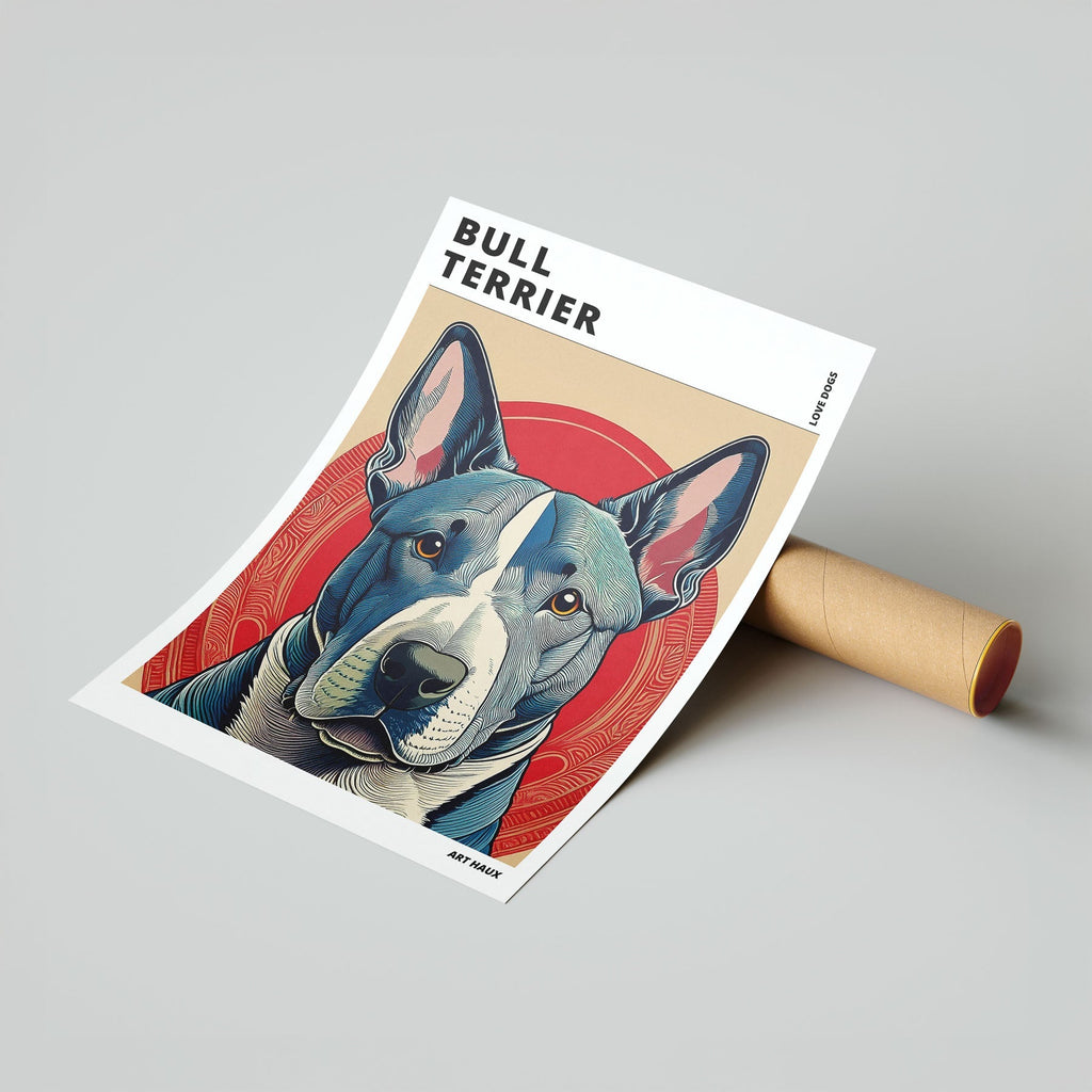 Bull Terrier Hokusai Japanese Inspired Dog Series with Text image 6