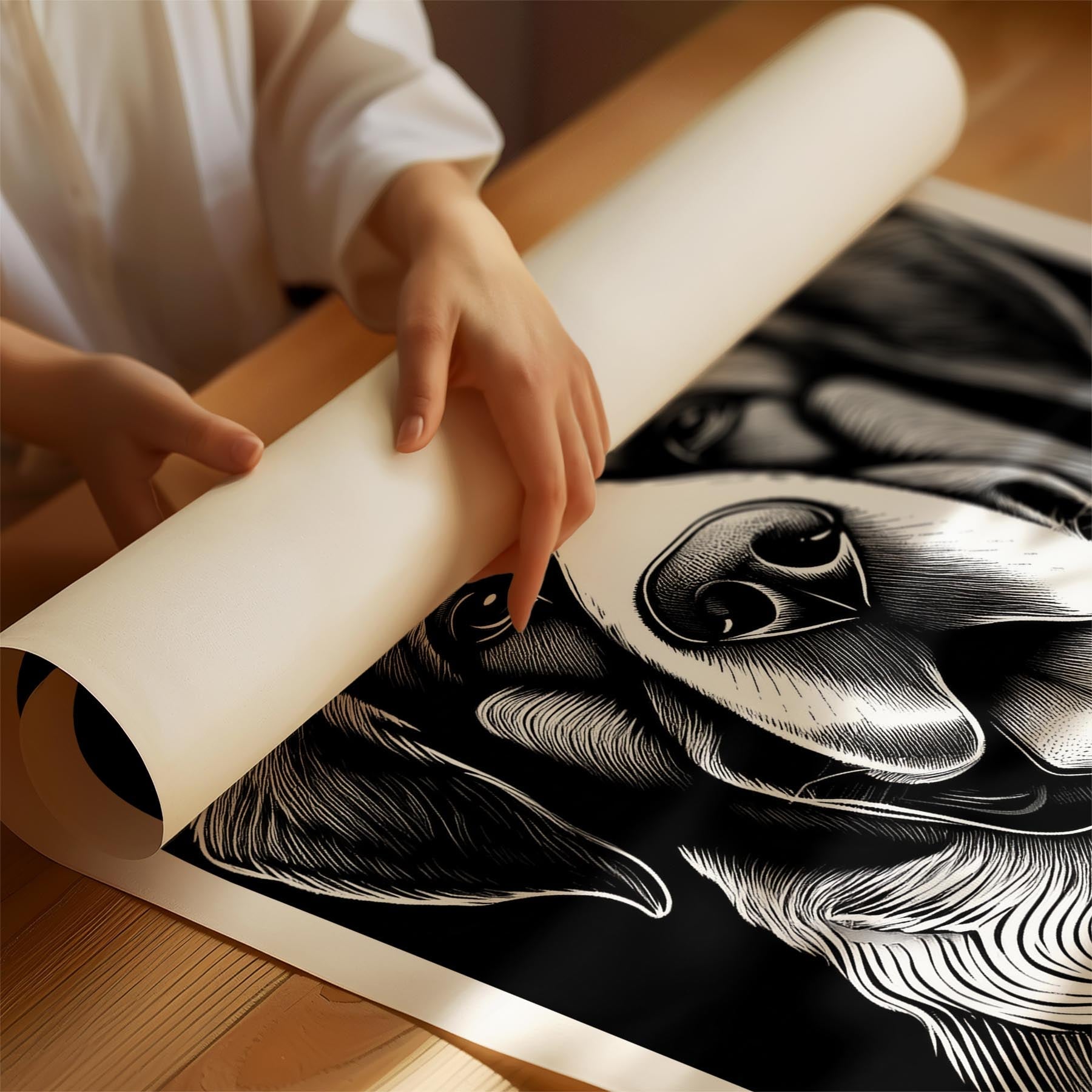 Saint Bernard Line Dog Series in Black and White image 1