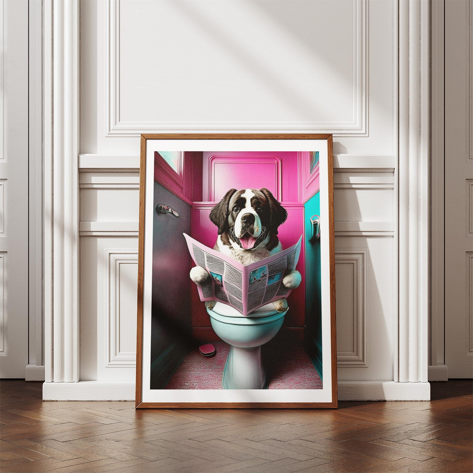 Saint Bernard Toilet Dogs PInk and Turquise image 4