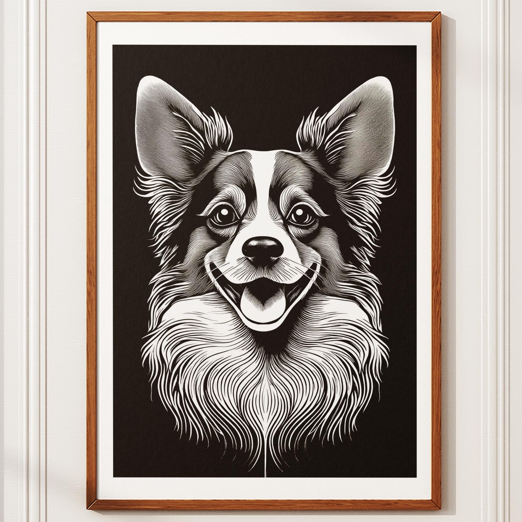 Papillon Line Dog Series in Black and White image 10