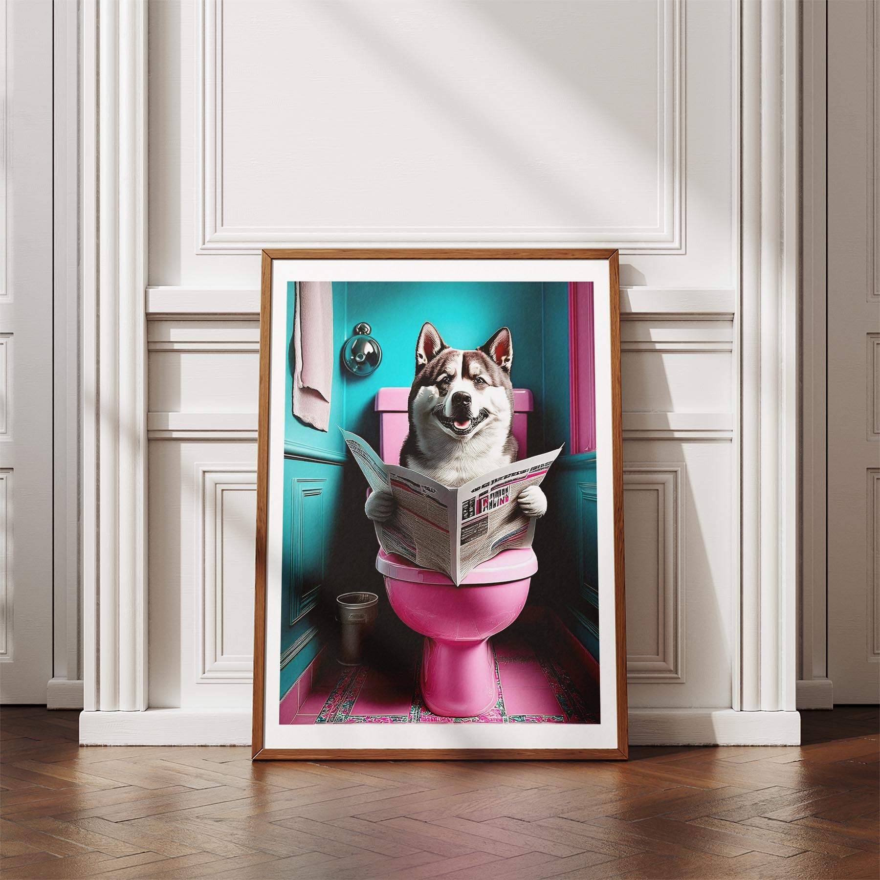 Akita Inu Toilet Dogs PInk and Turquise image 4