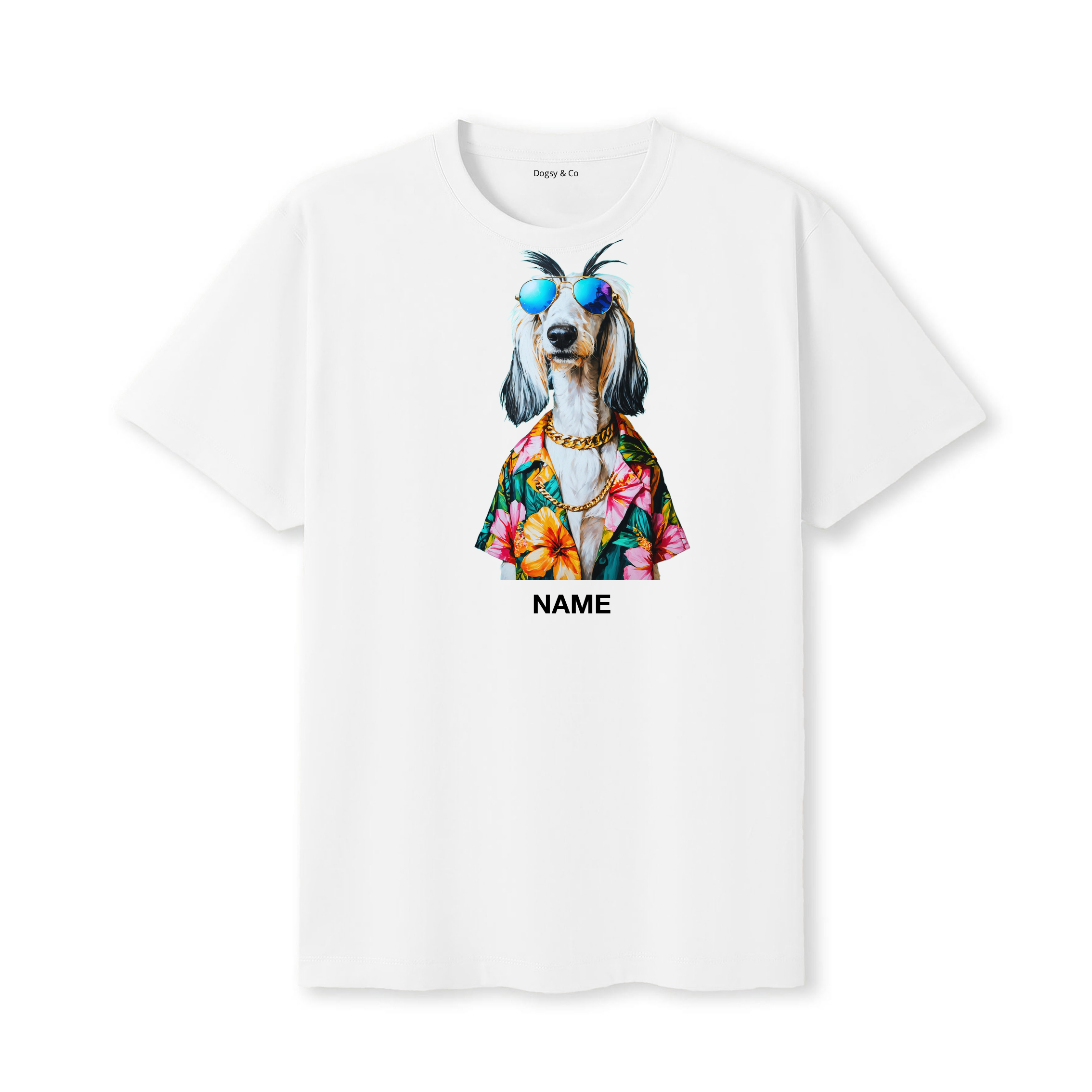 Afghan Hound Hawaii Dog Custom T-Shirt - White