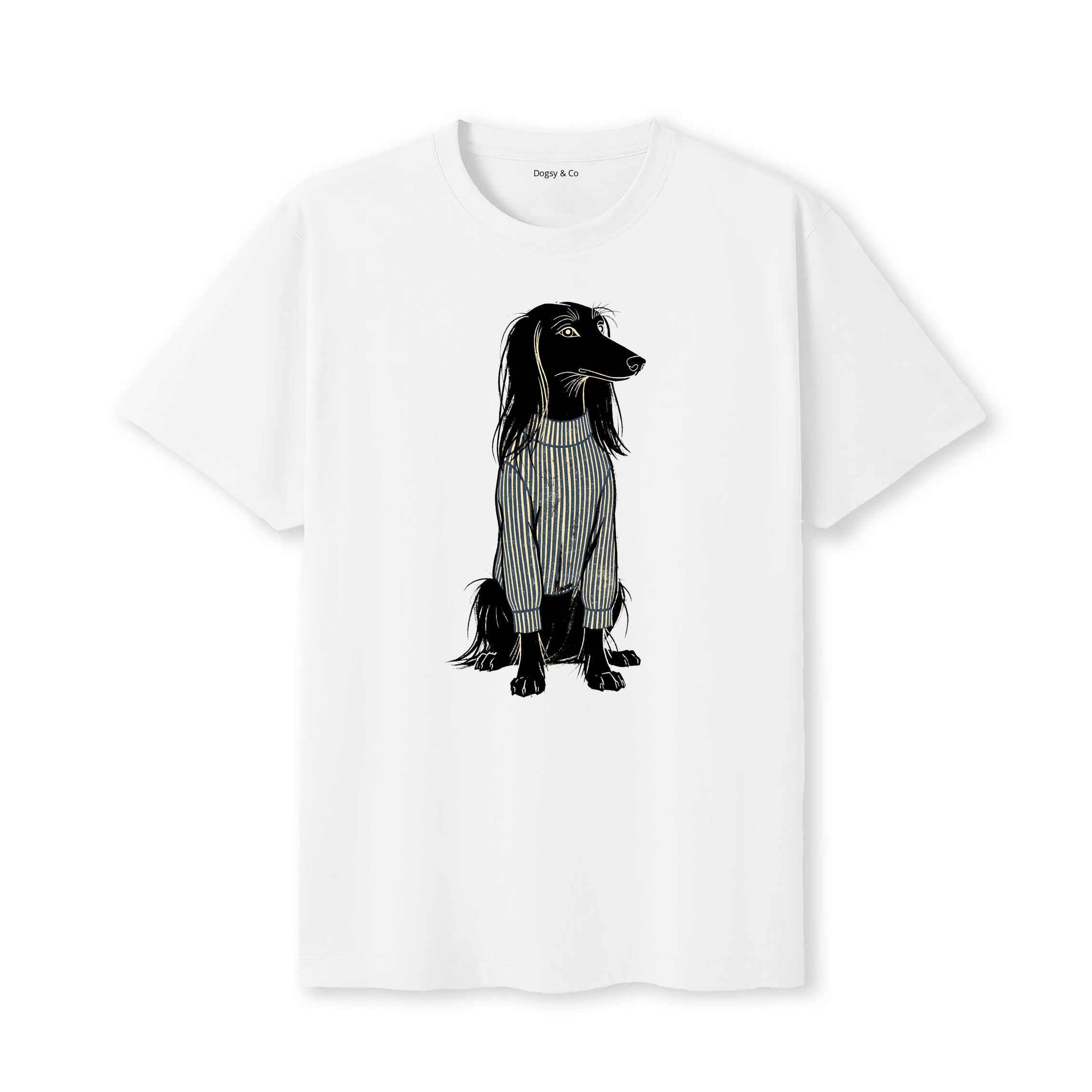 Afghan Hound Jumper Dog T-Shirt - White
