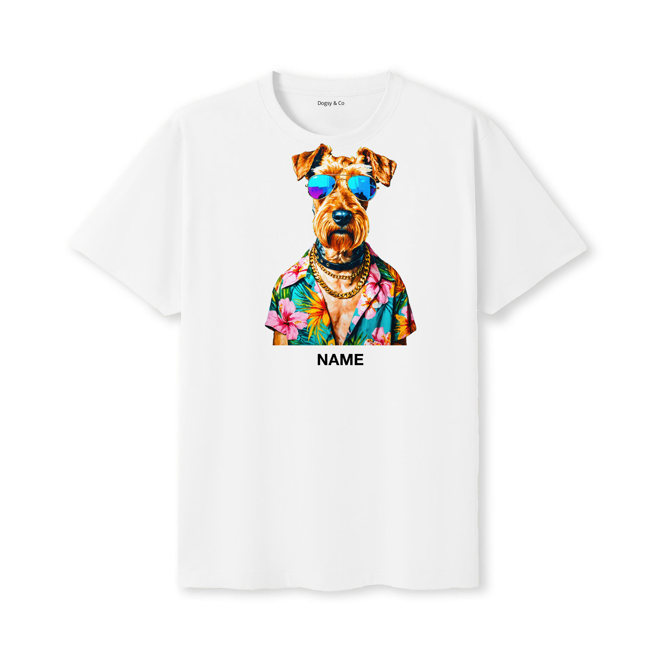 Airedale Terrier Hawaii Dog Custom T-Shirt - White