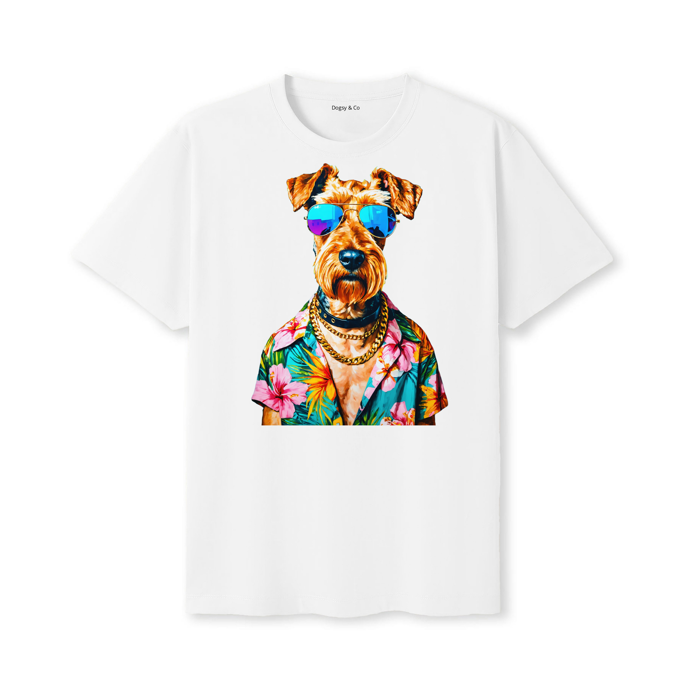 Airedale Terrier Hawaii Dog T-Shirt - White