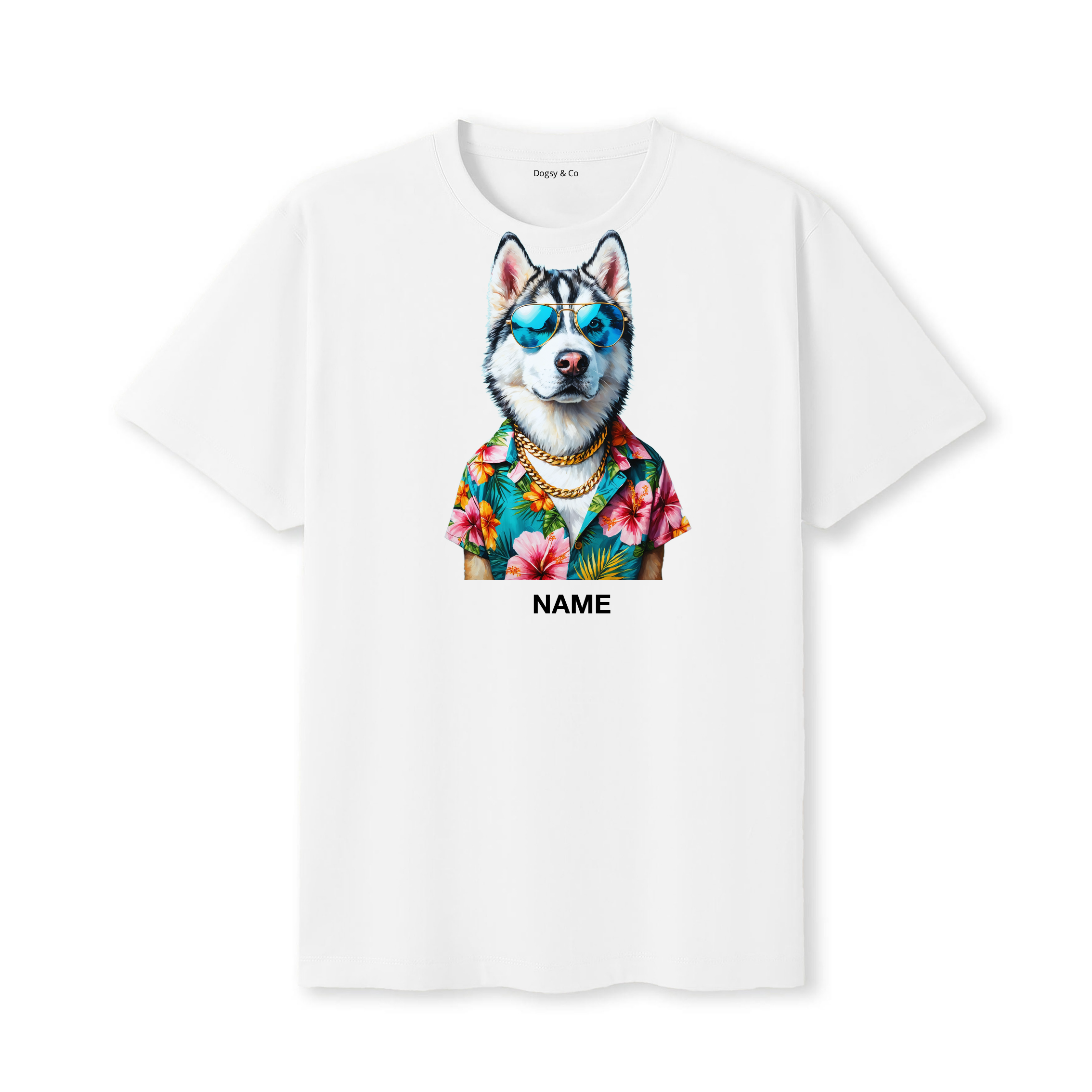 Alaskan Malamute Hawaii Dog Custom T-Shirt - White