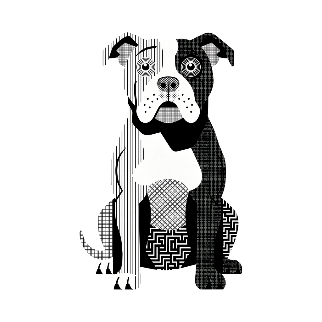 American Bulldog Geometric Line Art - White