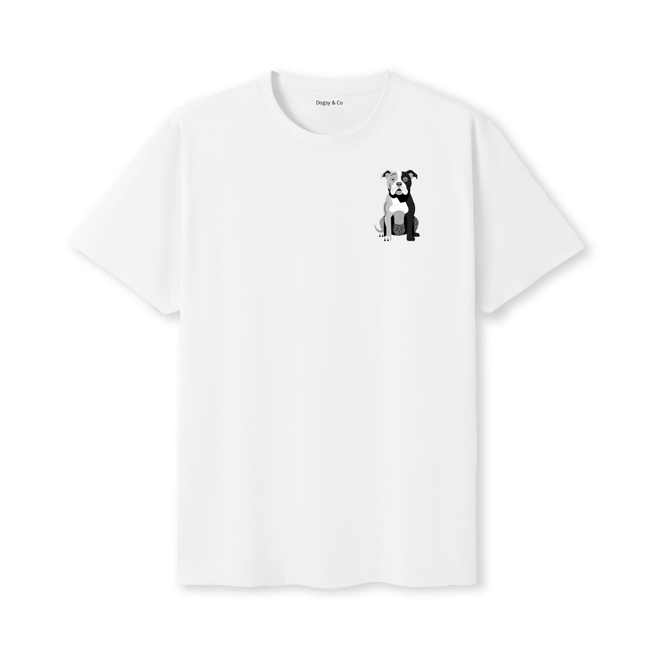 American Bulldog Geometric Line T-Shirt - White
