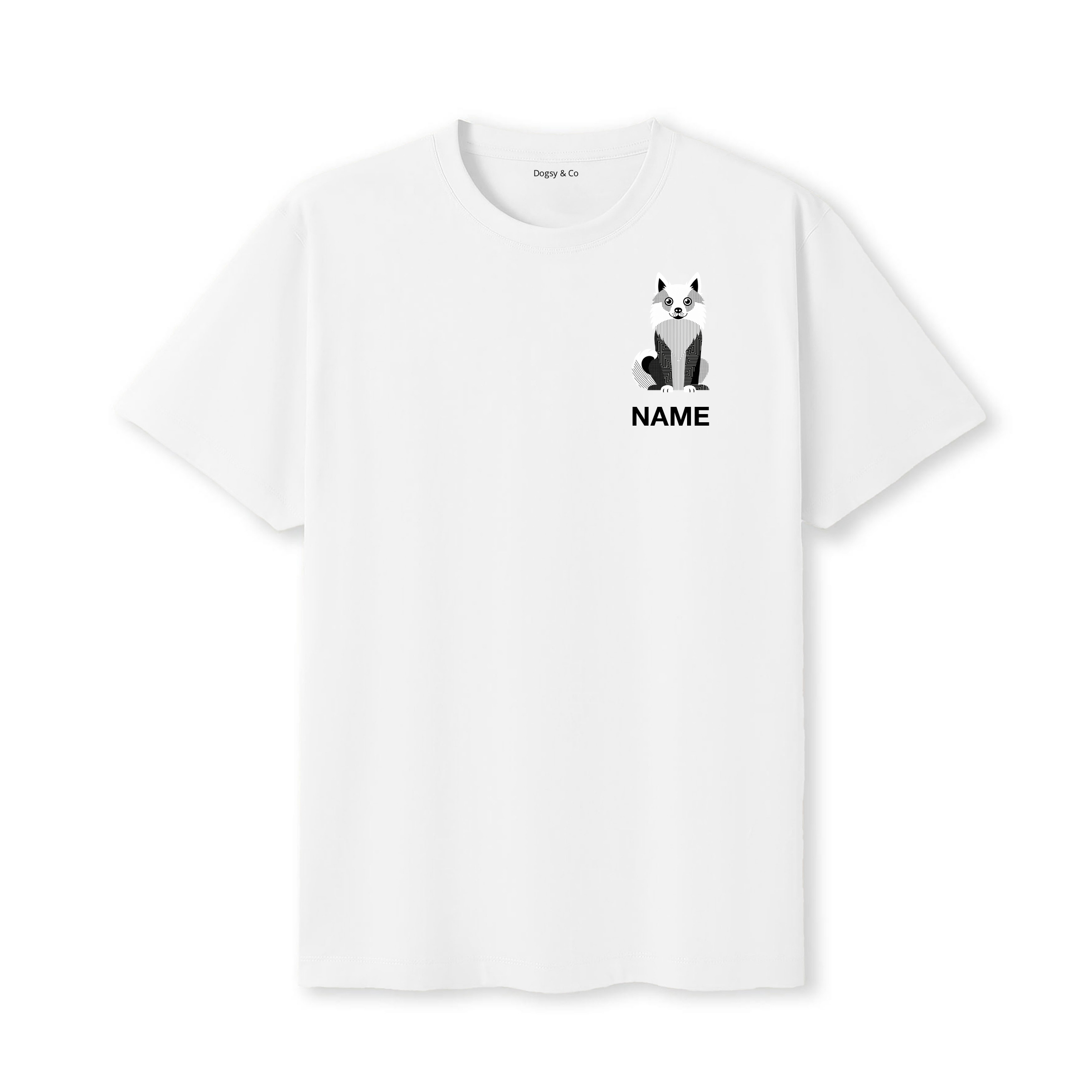 American Eskimo Dog Geometric Line T-Shirt Custom - White