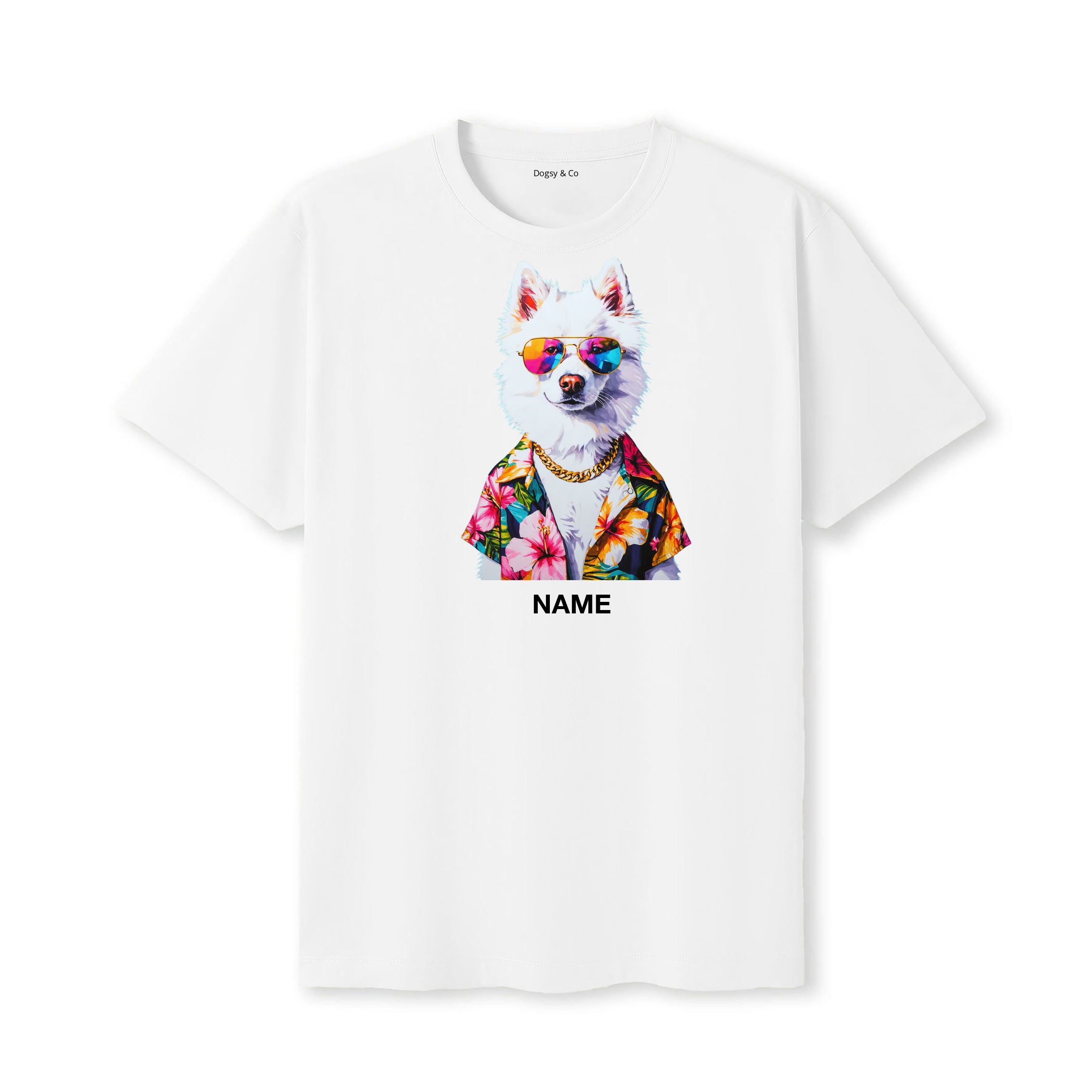 American Eskimo Dog Hawaii Dog Custom T-Shirt - White