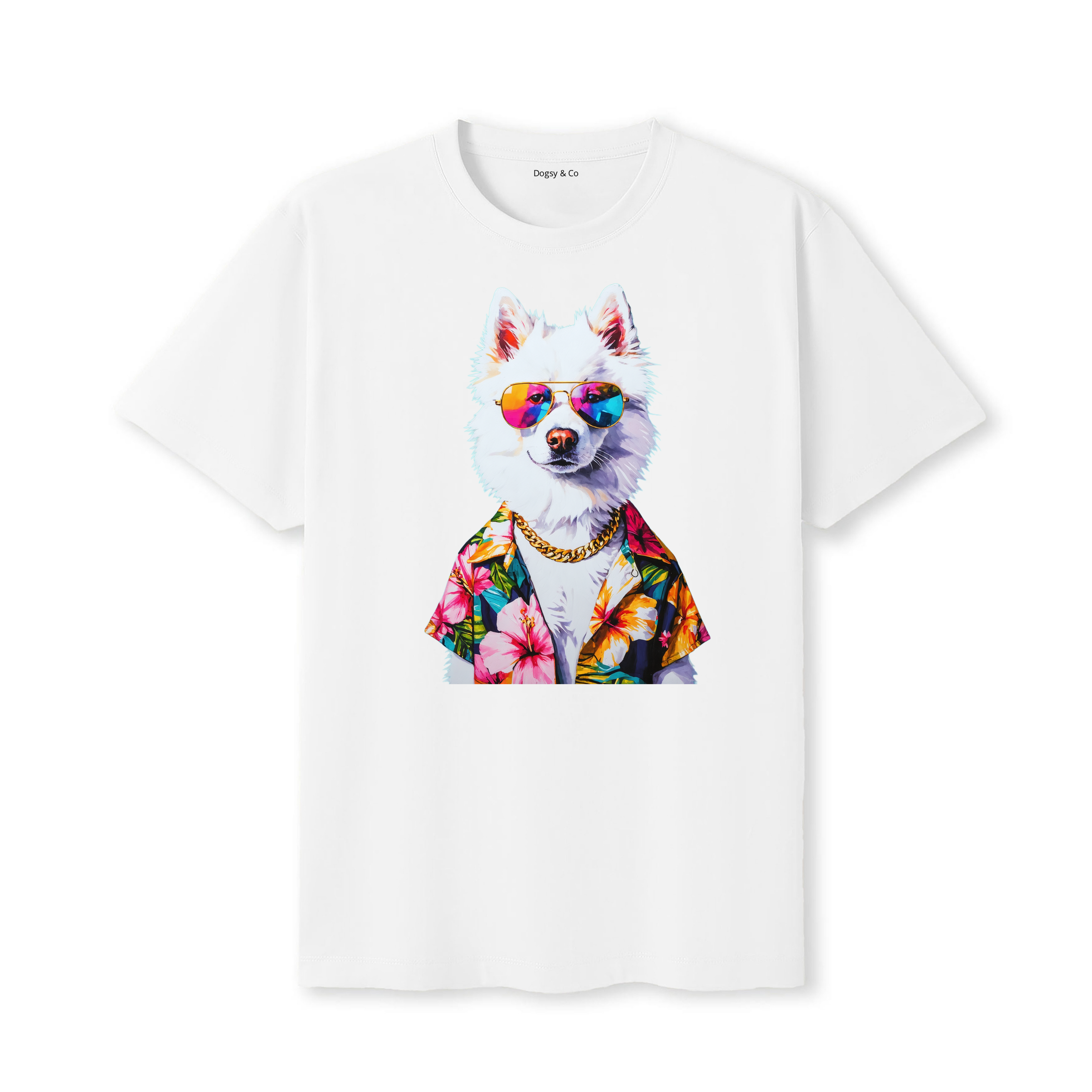 American Eskimo Dog Hawaii Dog T-Shirt - White