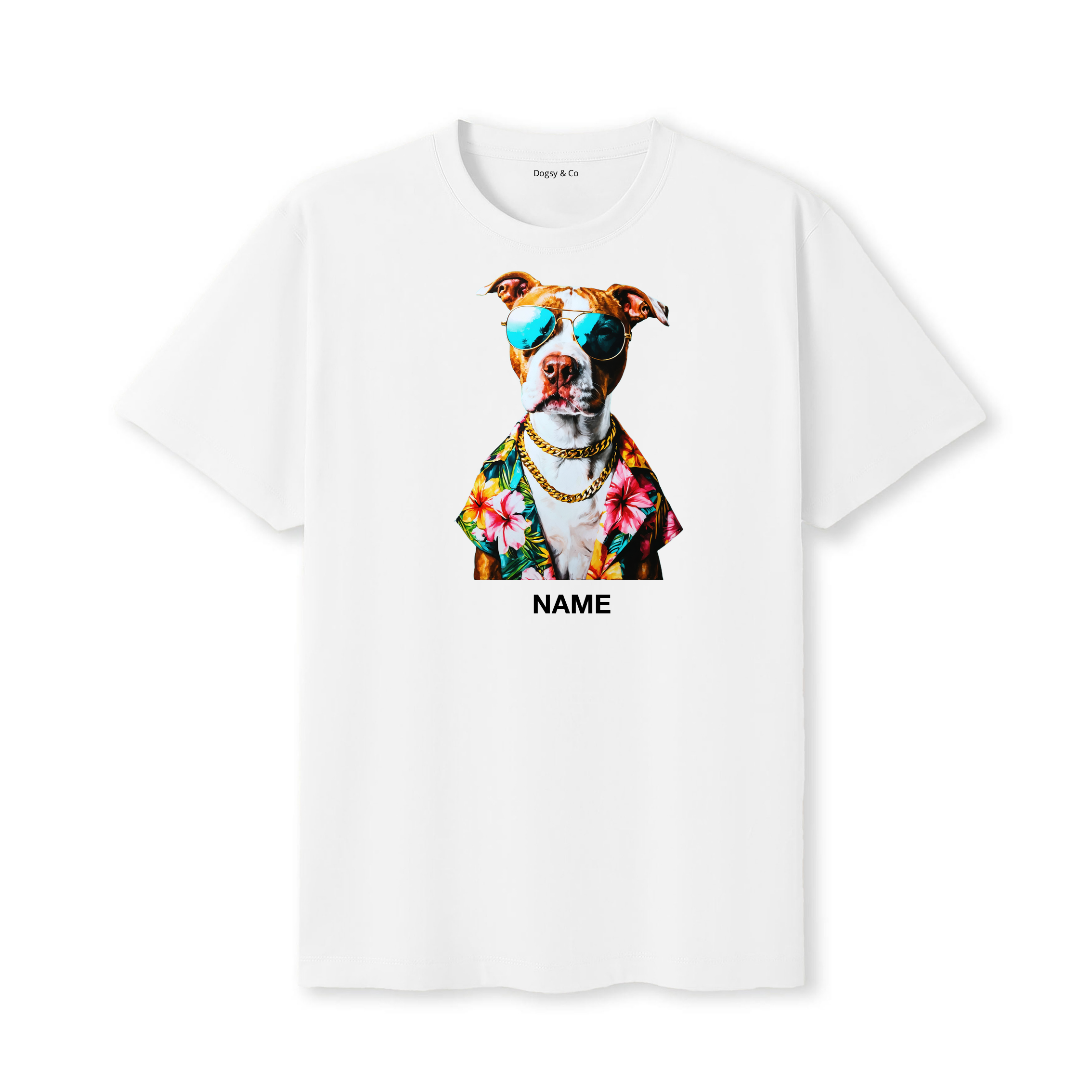 American Pitbull Terrier Hawaii Dog Custom T-Shirt - White